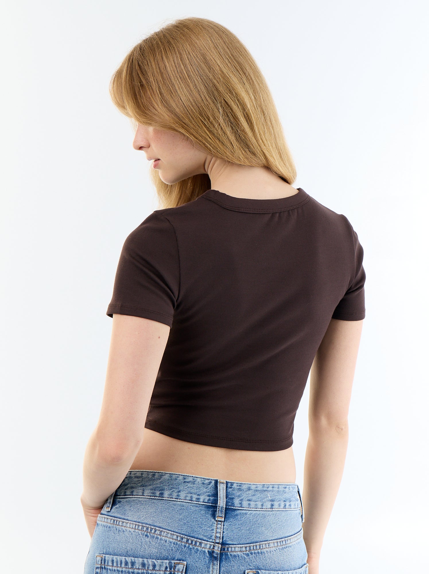 Tee-shirt crop top basique - Marron
