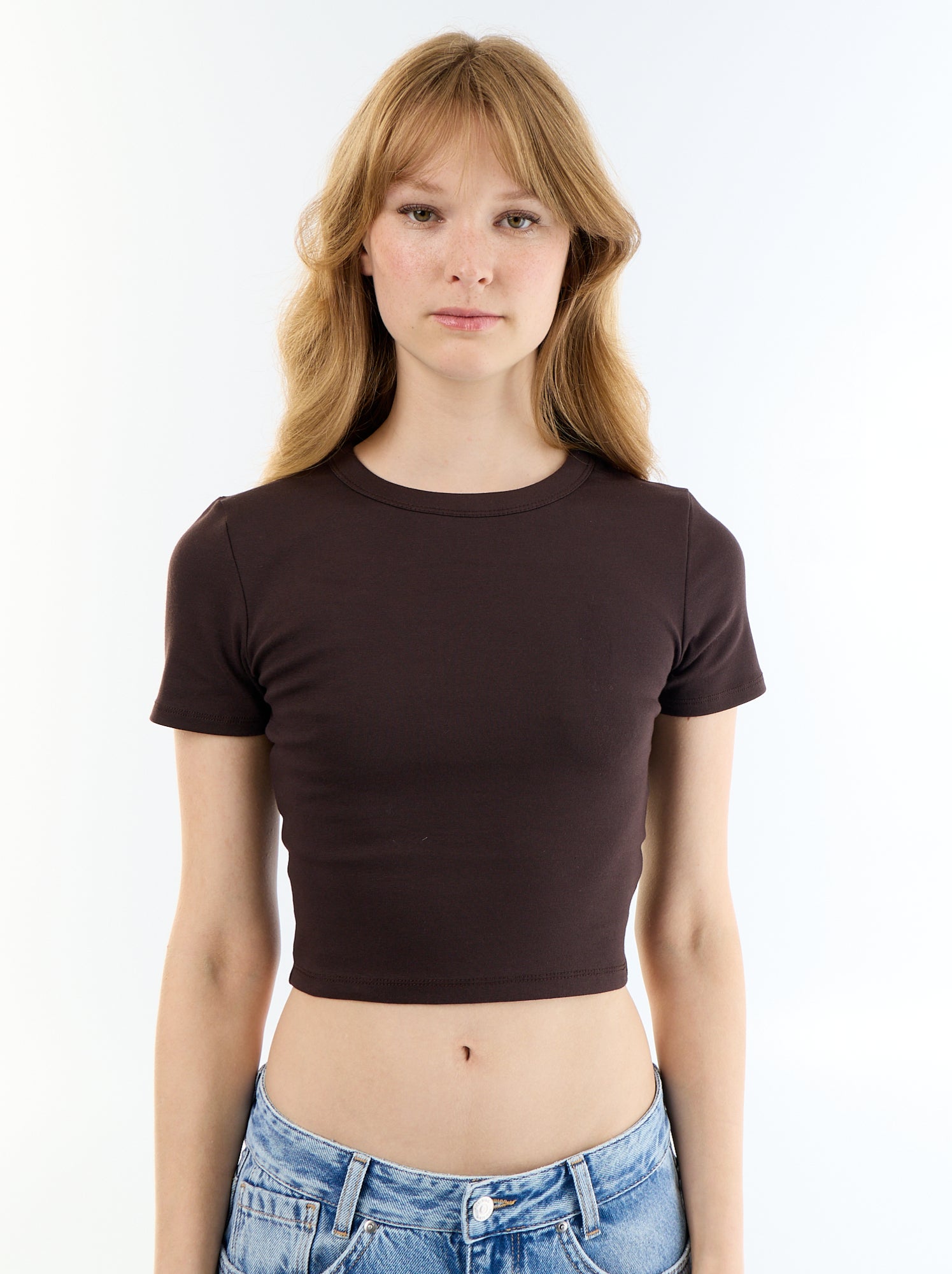 Tee-shirt crop top basique - Marron