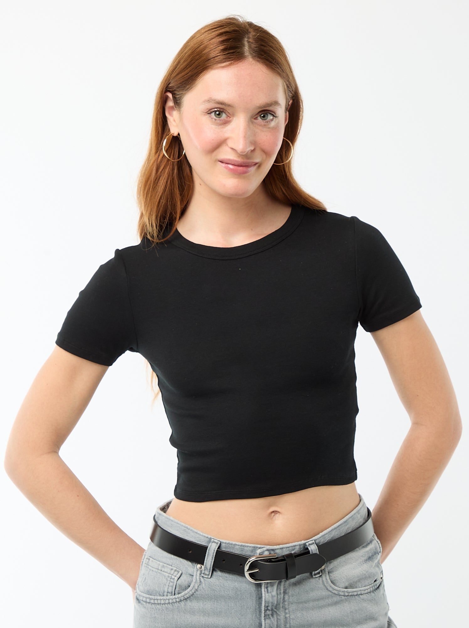 Tee-shirt crop top basique - Noir