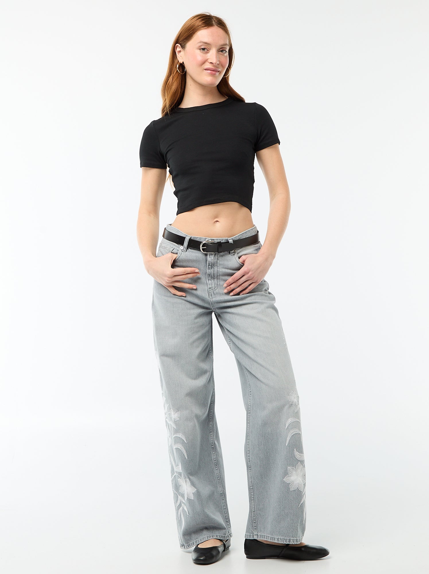 Tee-shirt crop top basique - Noir