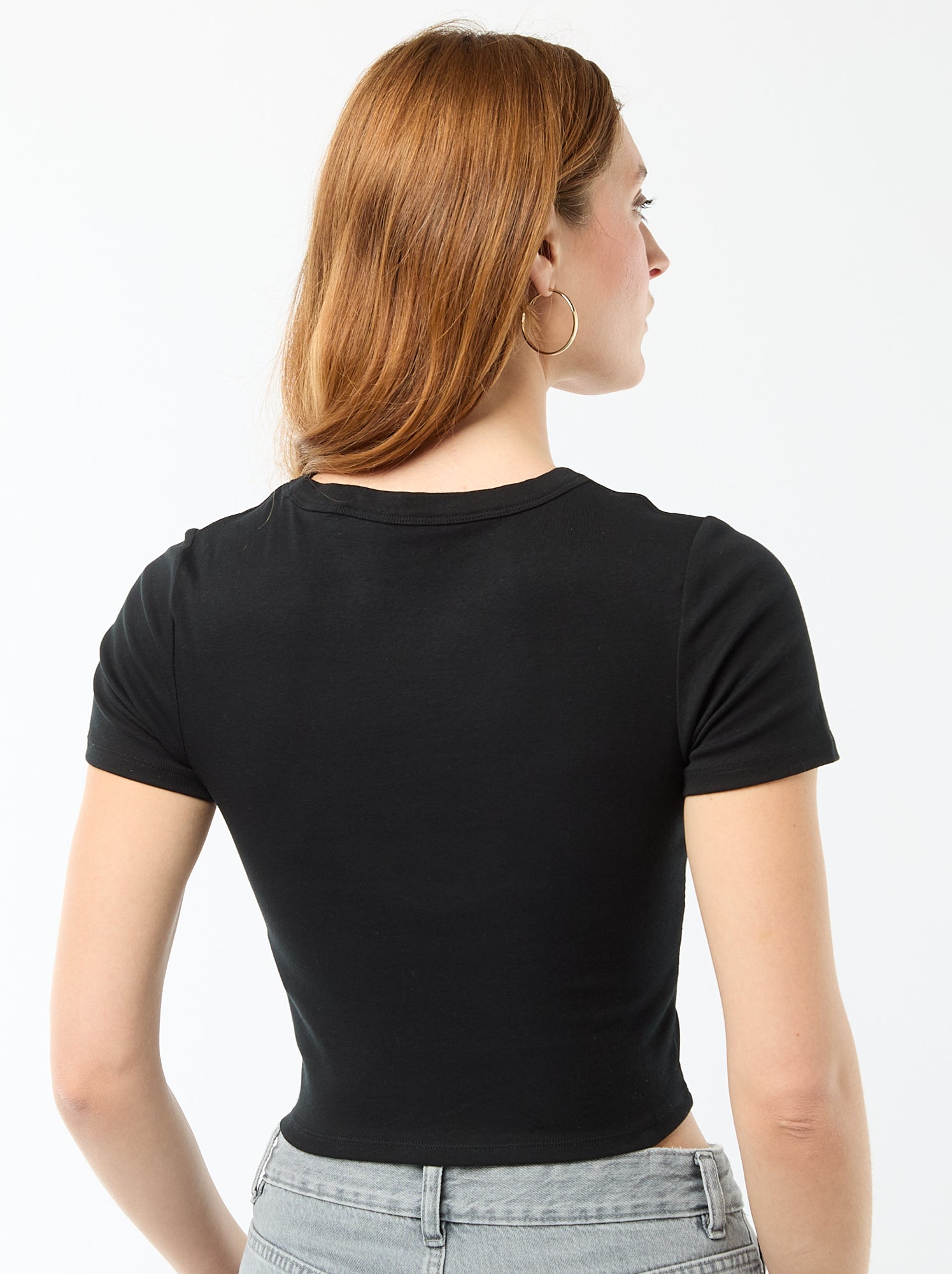 Tee-shirt crop top basique - Noir