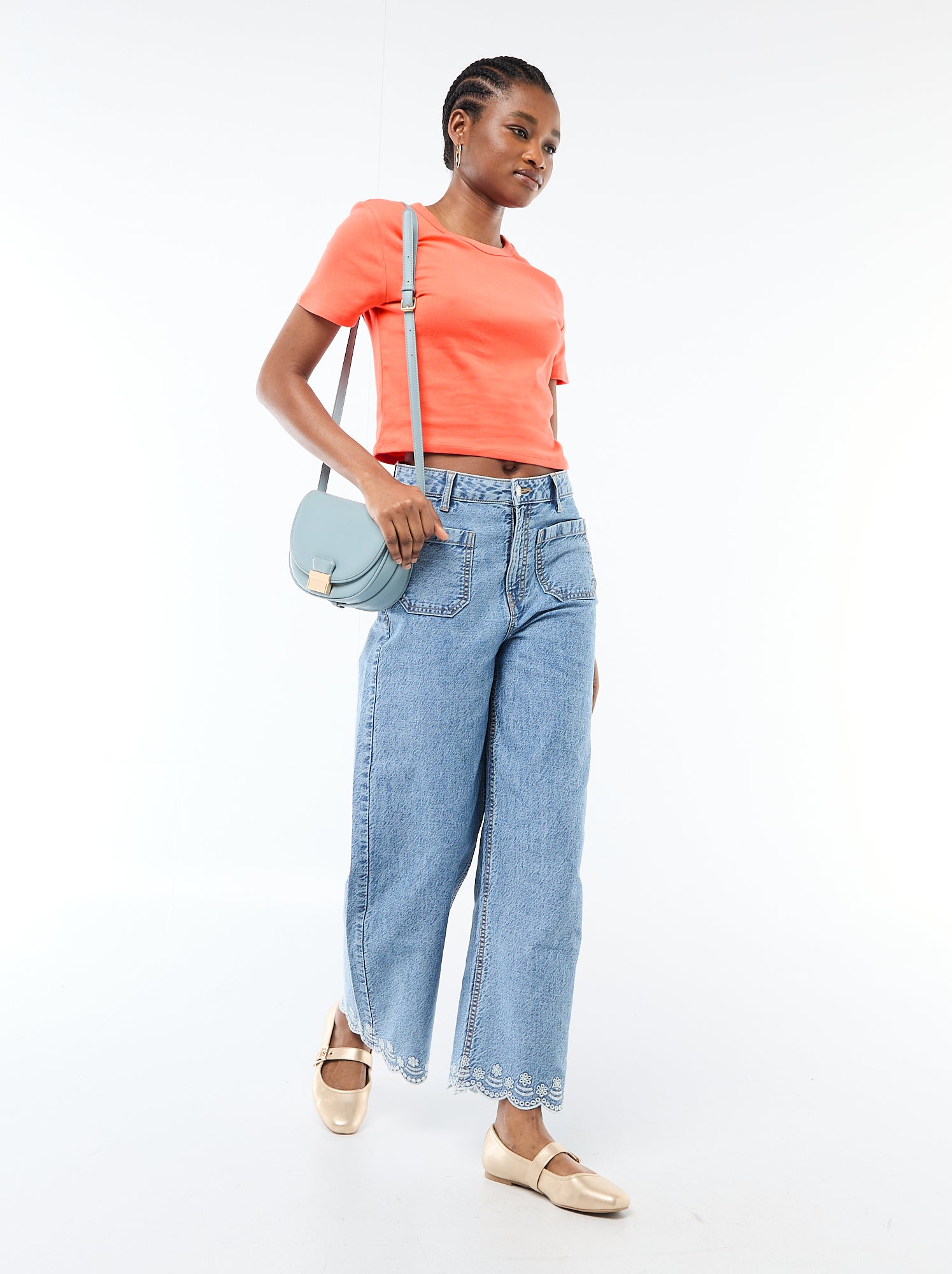 Tee-shirt crop top basique - Orange