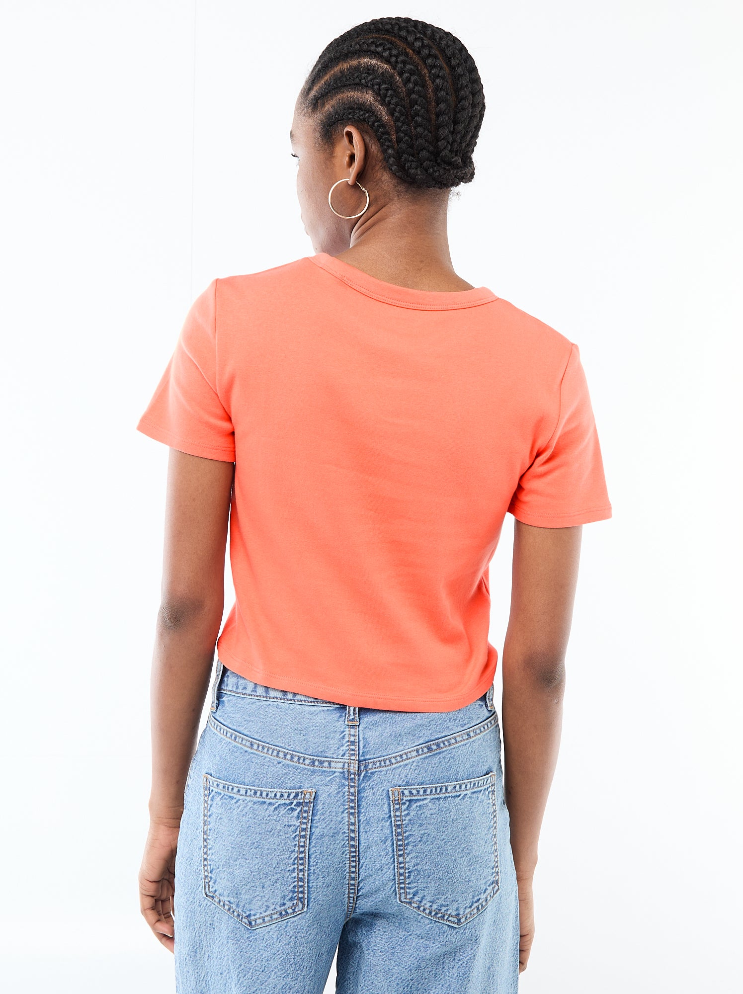 Tee-shirt crop top basique - Orange