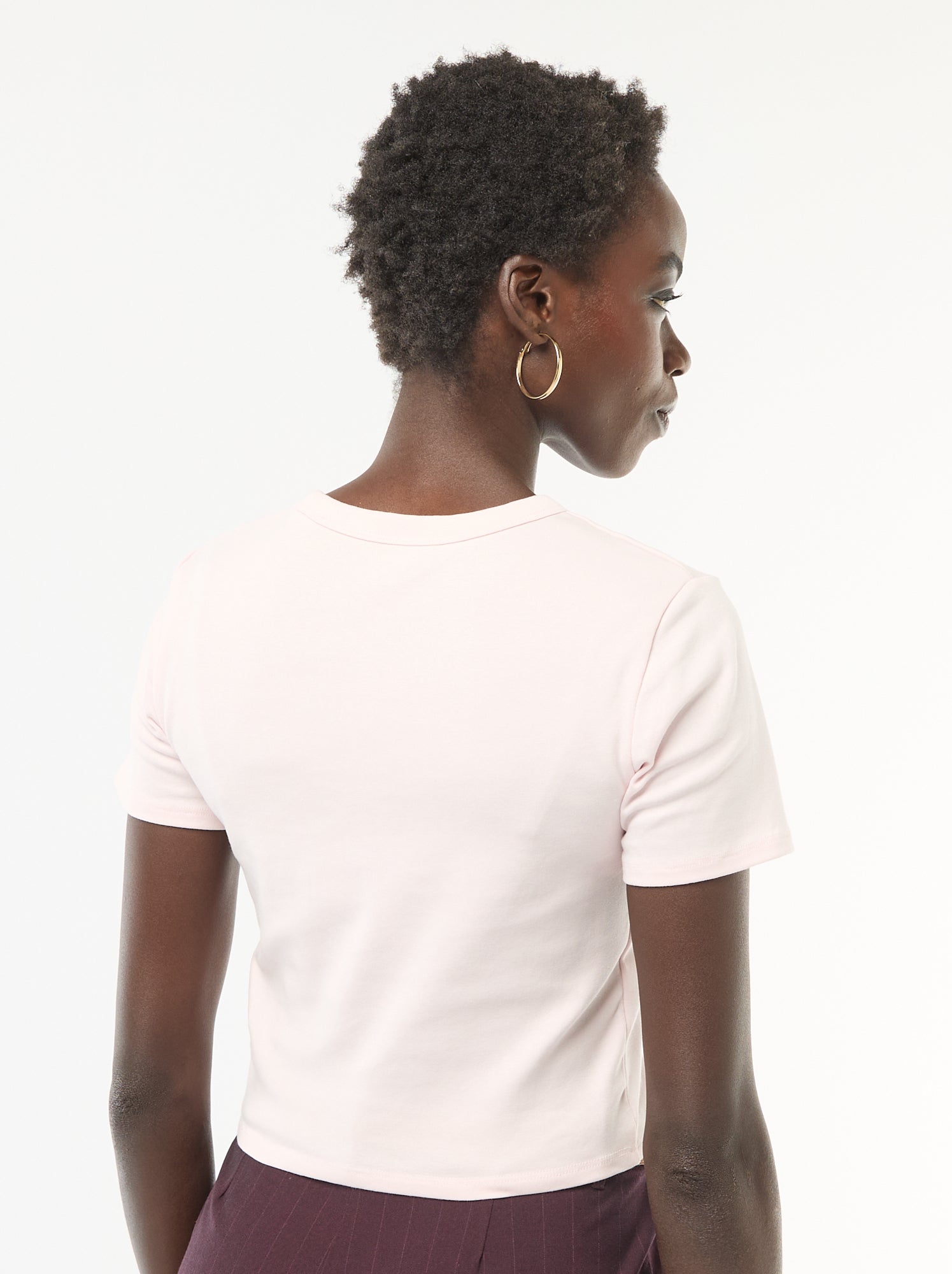 Tee-shirt crop top basique - Rose