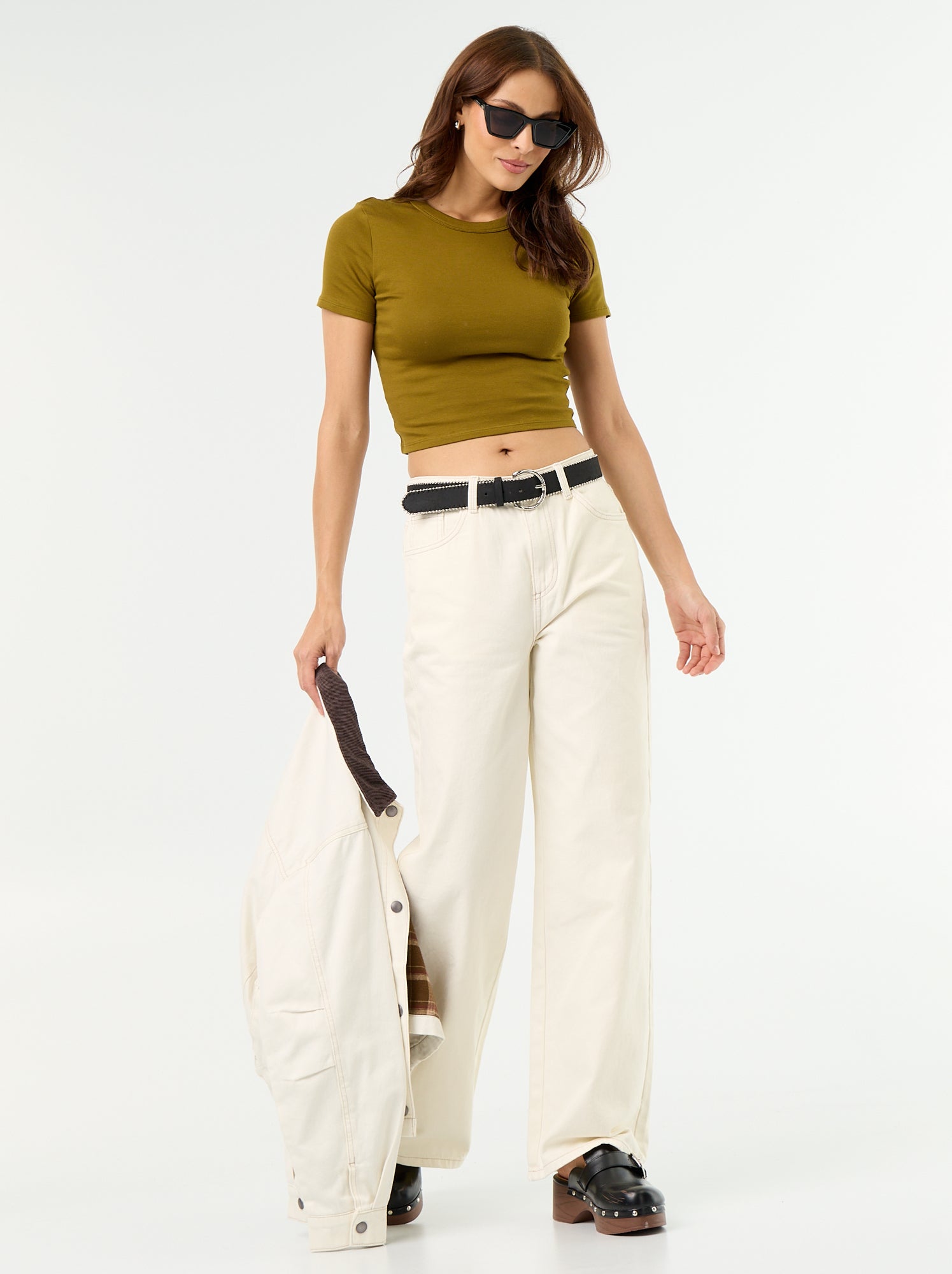 Tee-shirt crop top basique - Vert