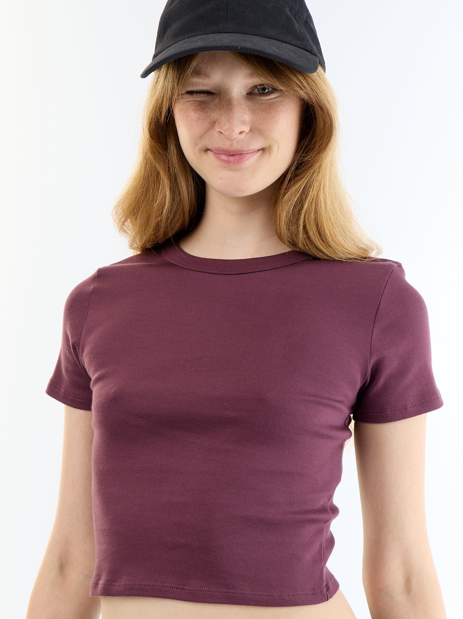 Tee-shirt crop top basique - Violet