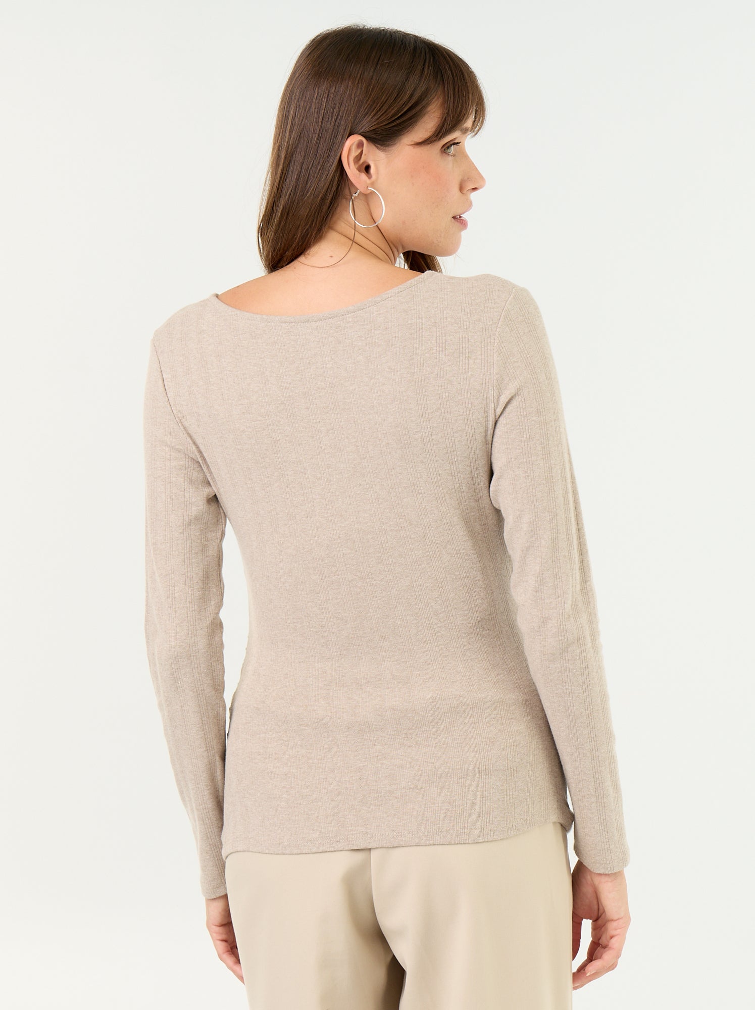 Tee-shirt d'allaitement col cache-coeur - Beige