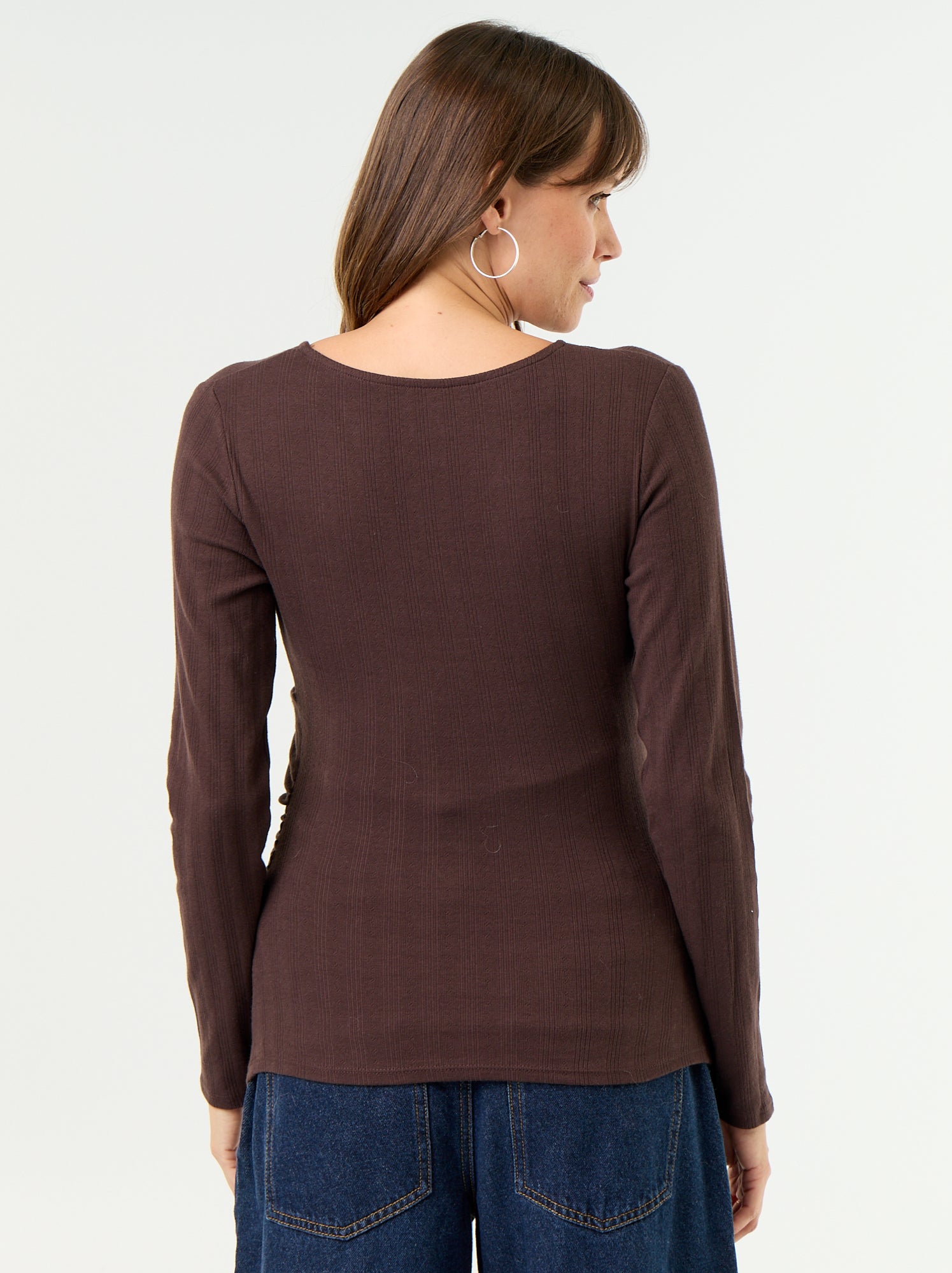 Tee-shirt d'allaitement col cache-coeur - Marron