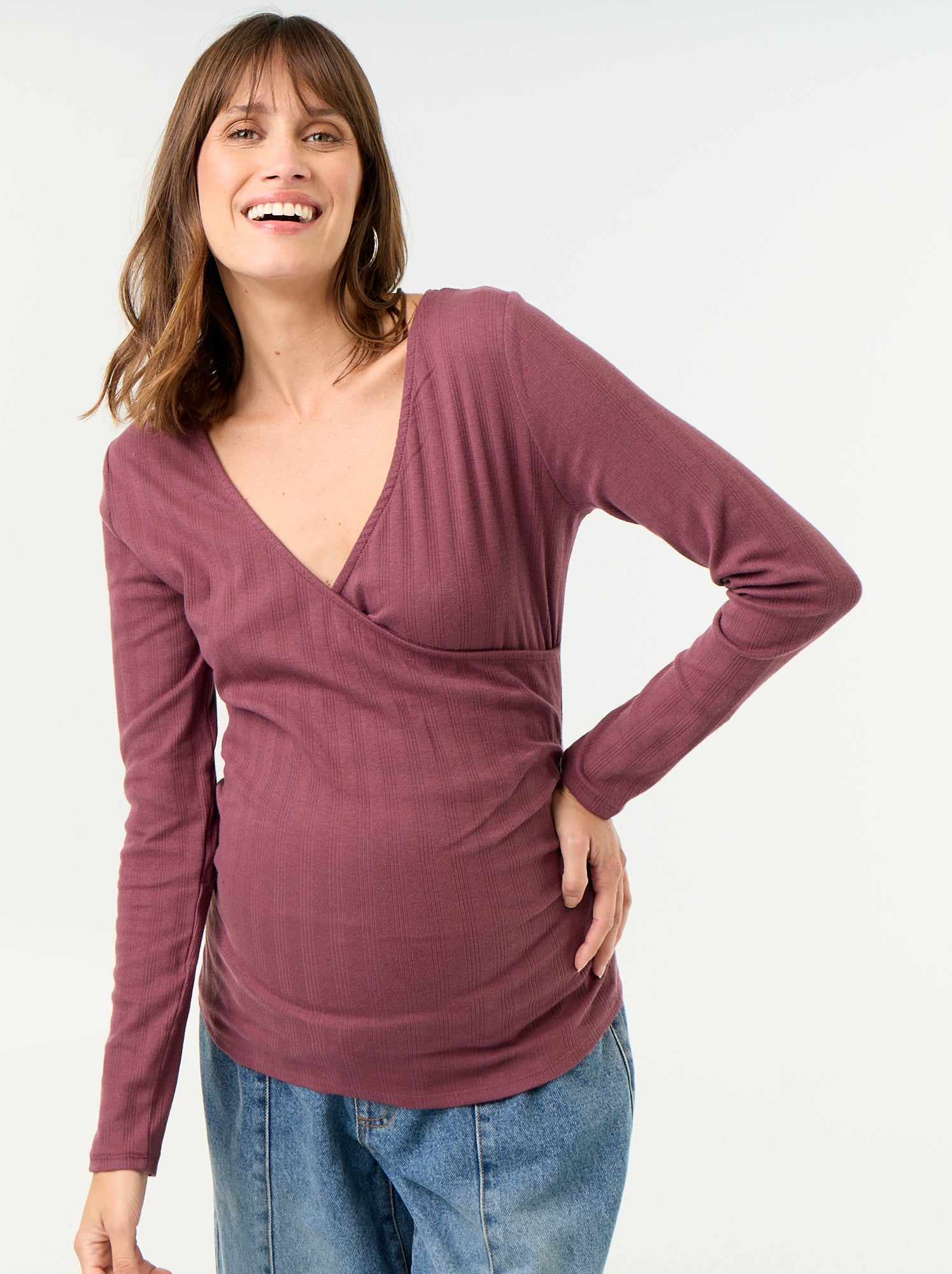 Tee-shirt d'allaitement col cache-coeur - Violet