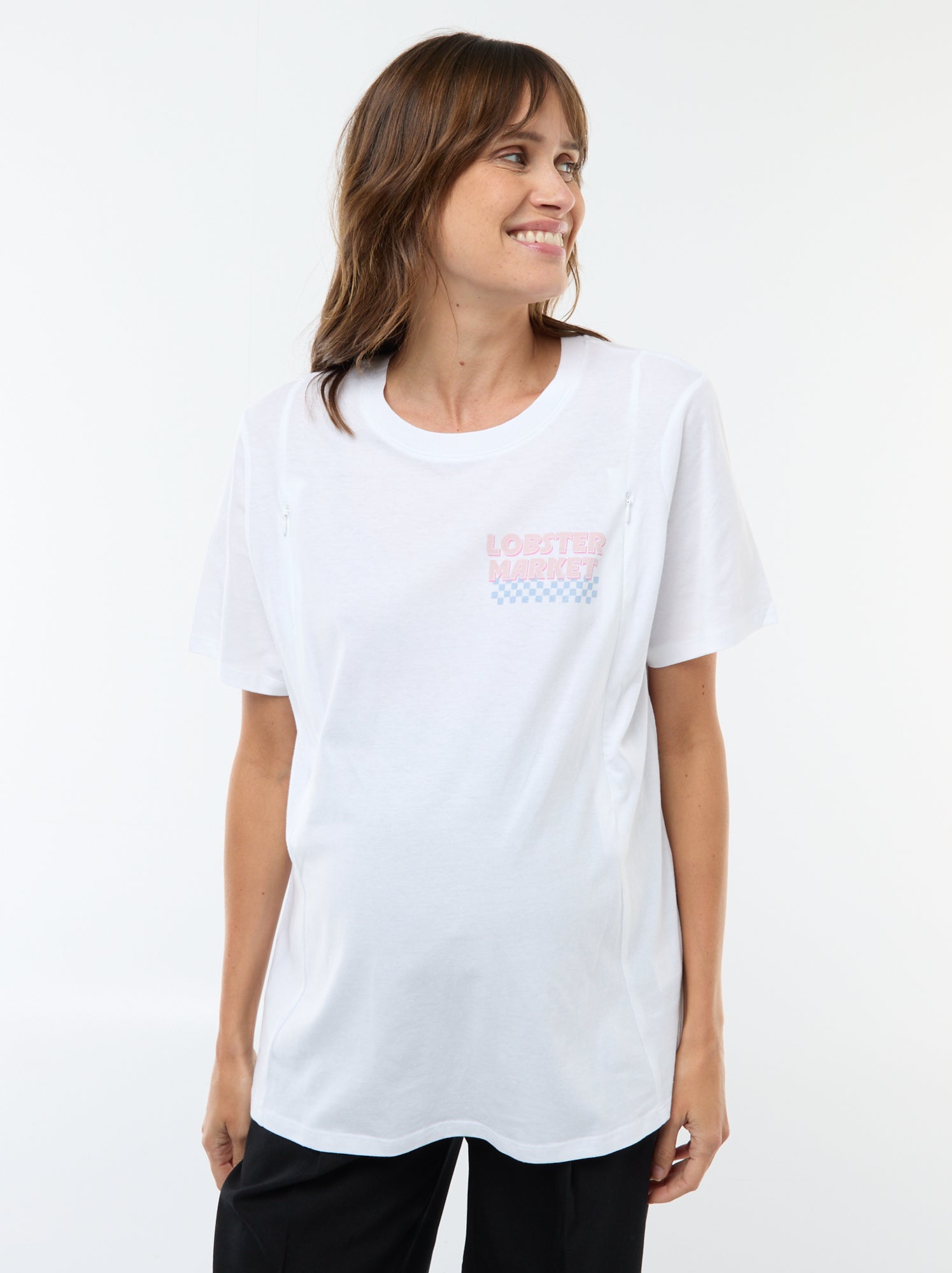 Tee-shirt d'allaitement imprimé à manches courtes - Blanc