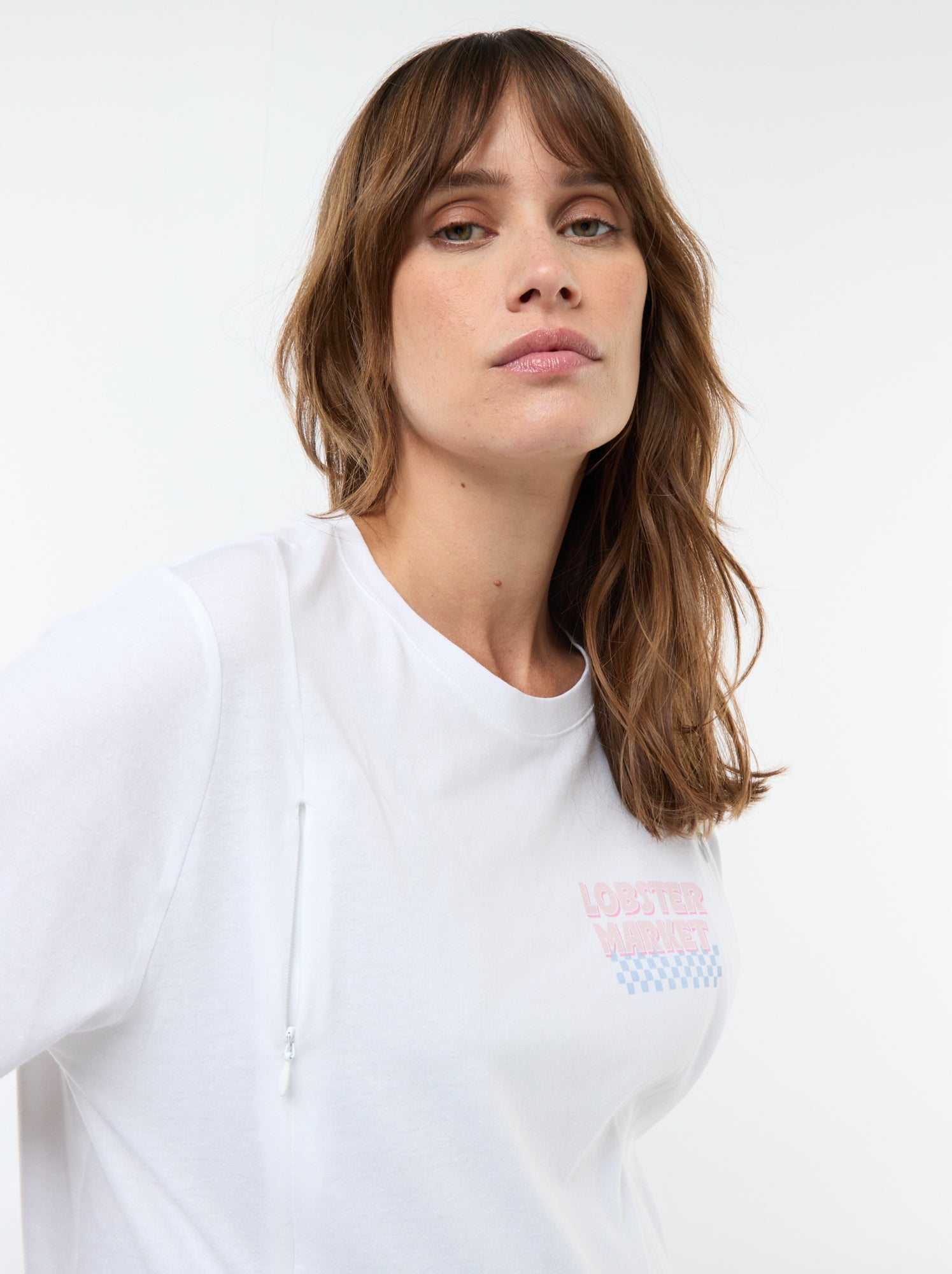 Tee-shirt d'allaitement imprimé à manches courtes - Blanc