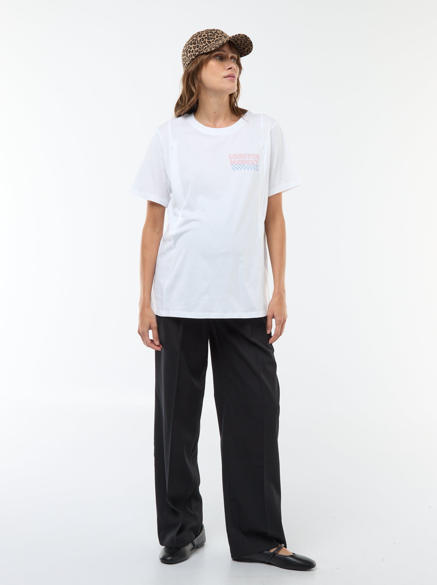 Tee-shirt d'allaitement imprimé à manches courtes - Blanc