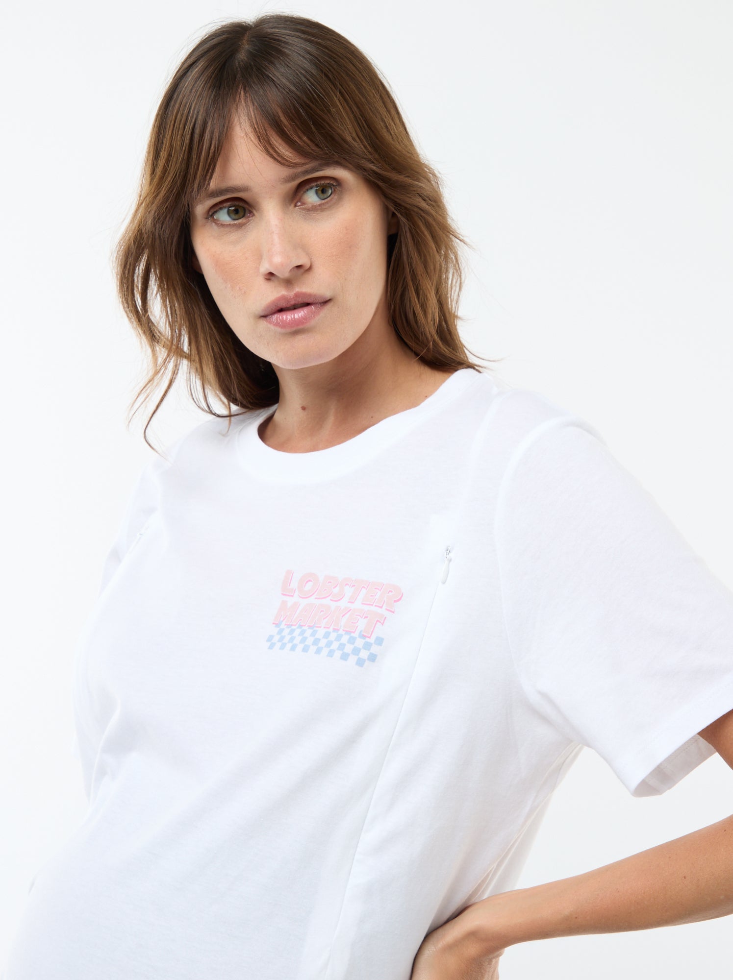 Tee-shirt d'allaitement imprimé à manches courtes - Blanc