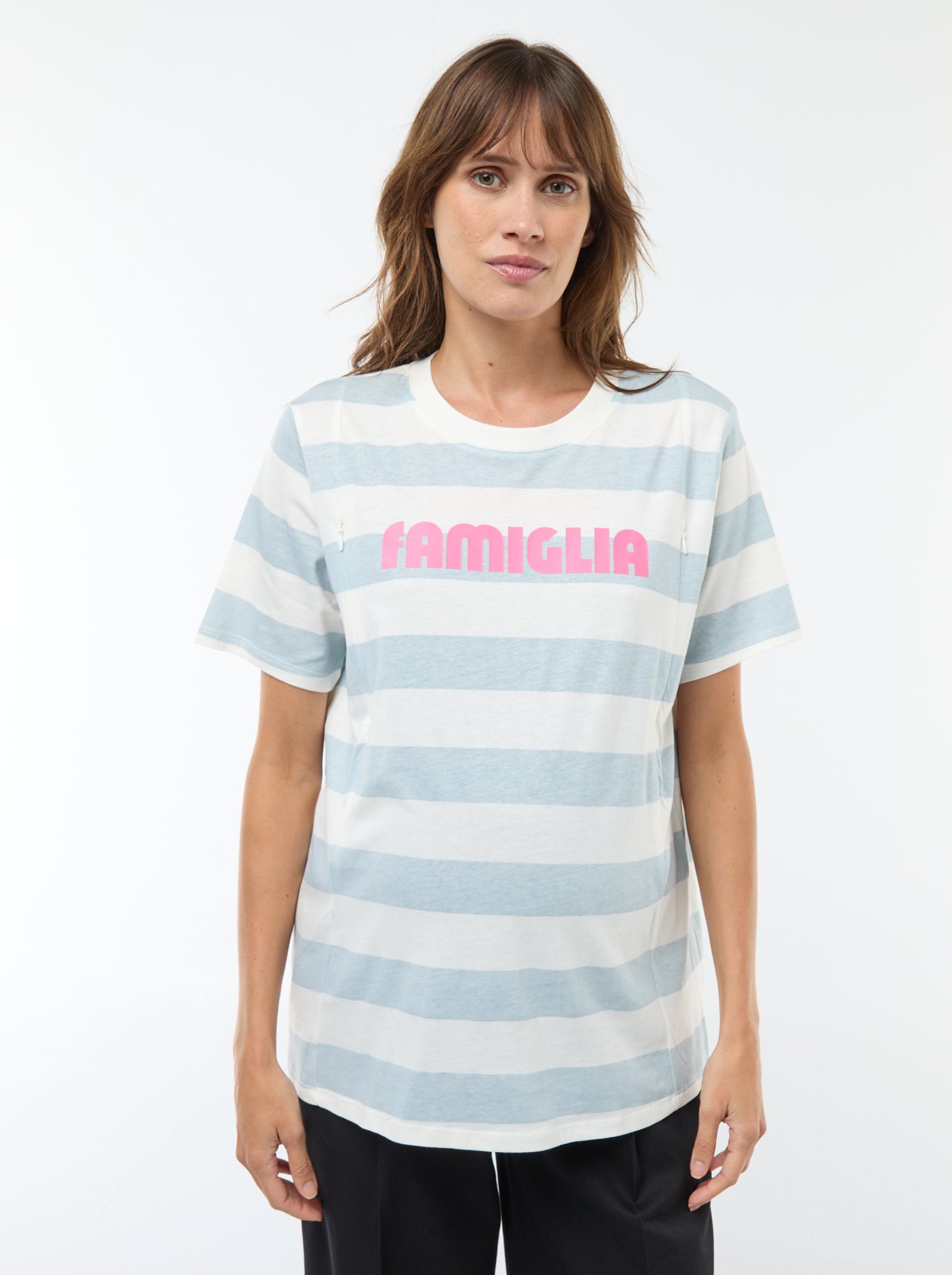 Tee-shirt d'allaitement imprimé à manches courtes - Bleu