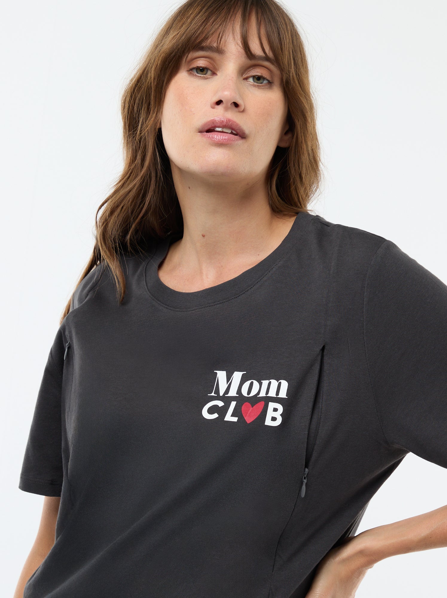 Tee-shirt d'allaitement imprimé à manches courtes - Noir