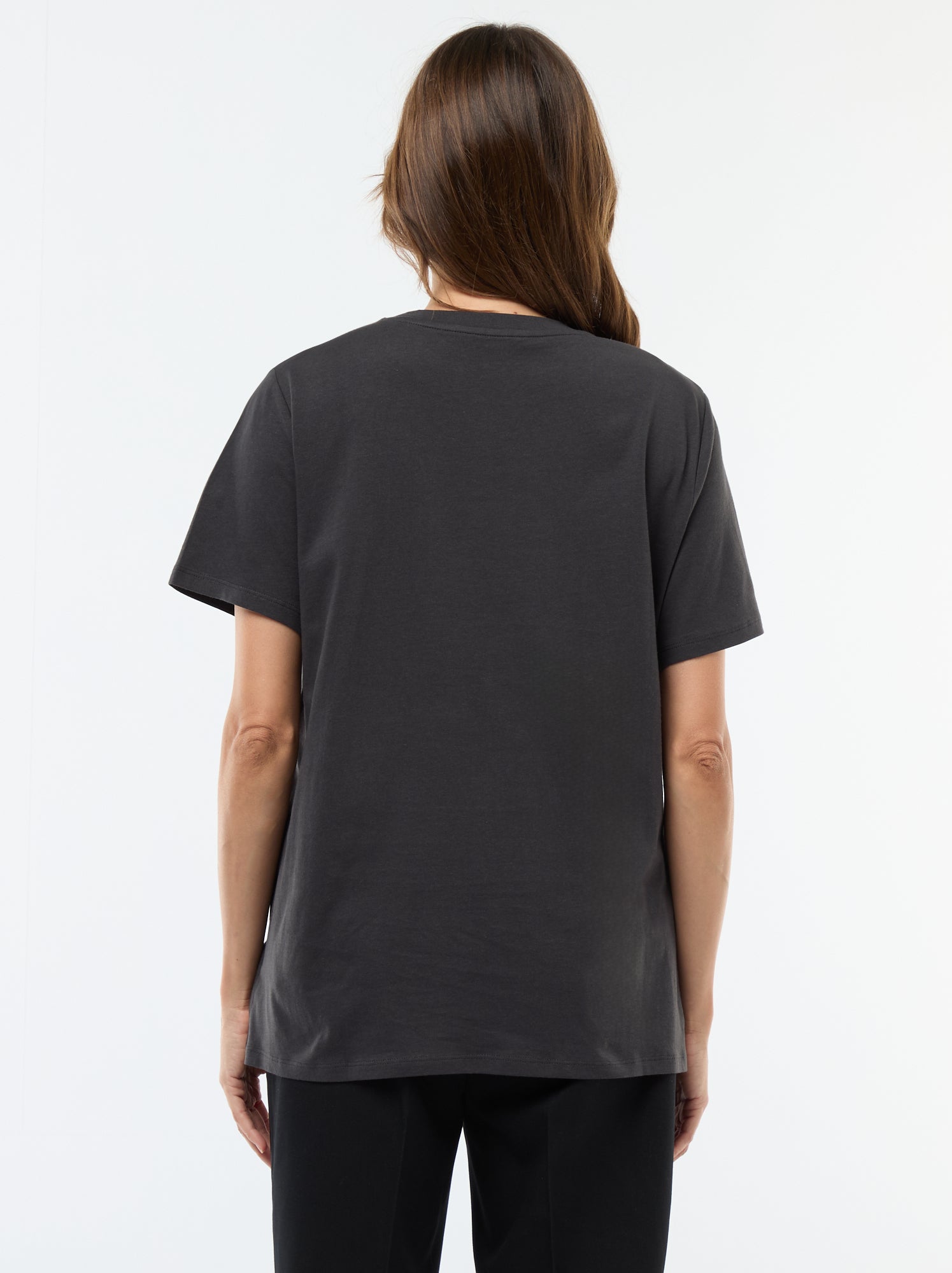 Tee-shirt d'allaitement imprimé à manches courtes - Noir