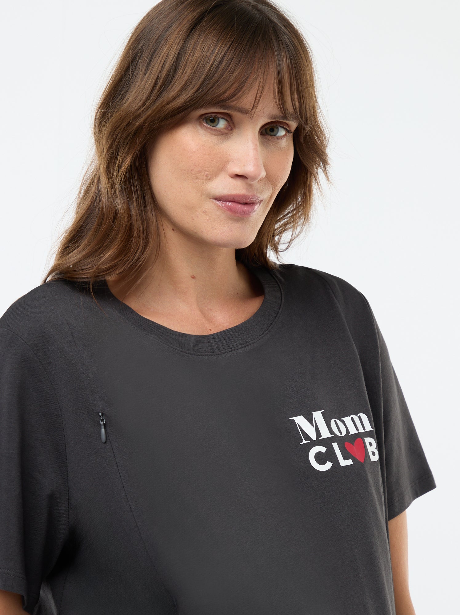 Tee-shirt d'allaitement imprimé à manches courtes - Noir