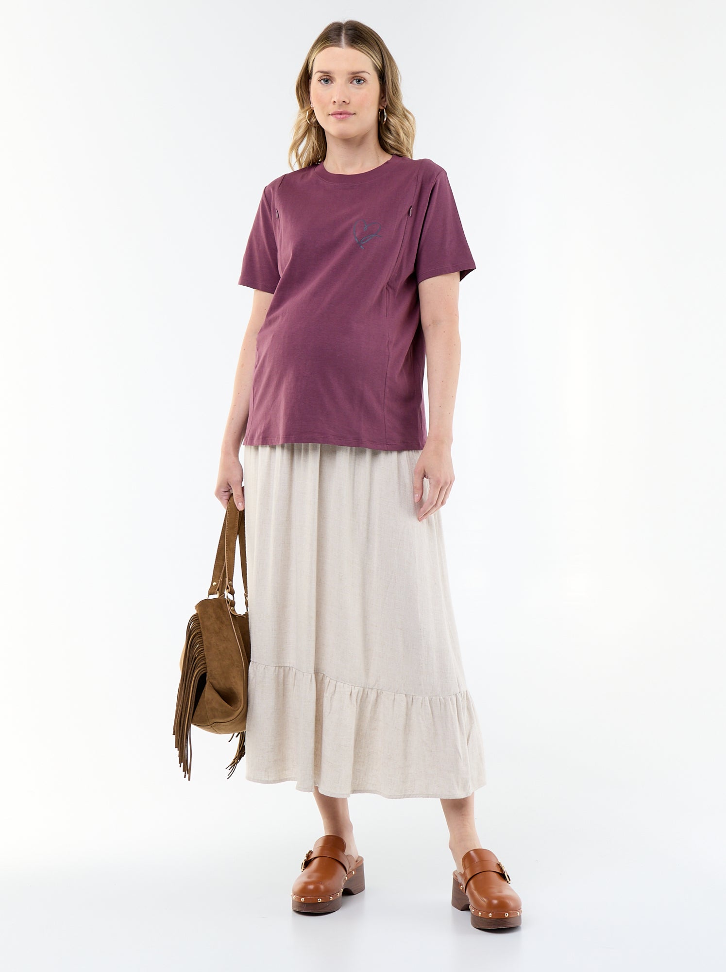 Tee-shirt d'allaitement imprimé - Marron