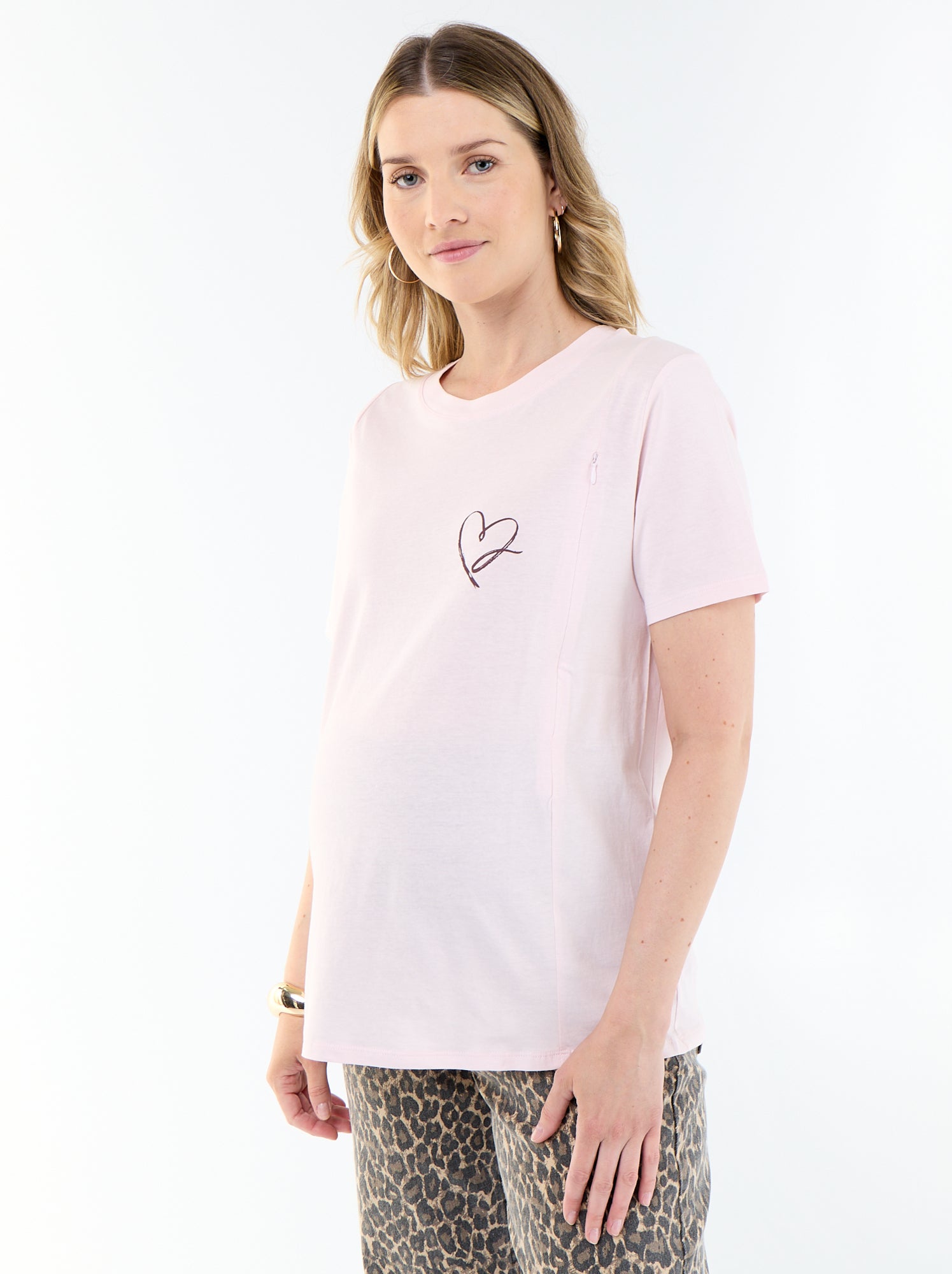 Tee-shirt d'allaitement imprimé - Rose