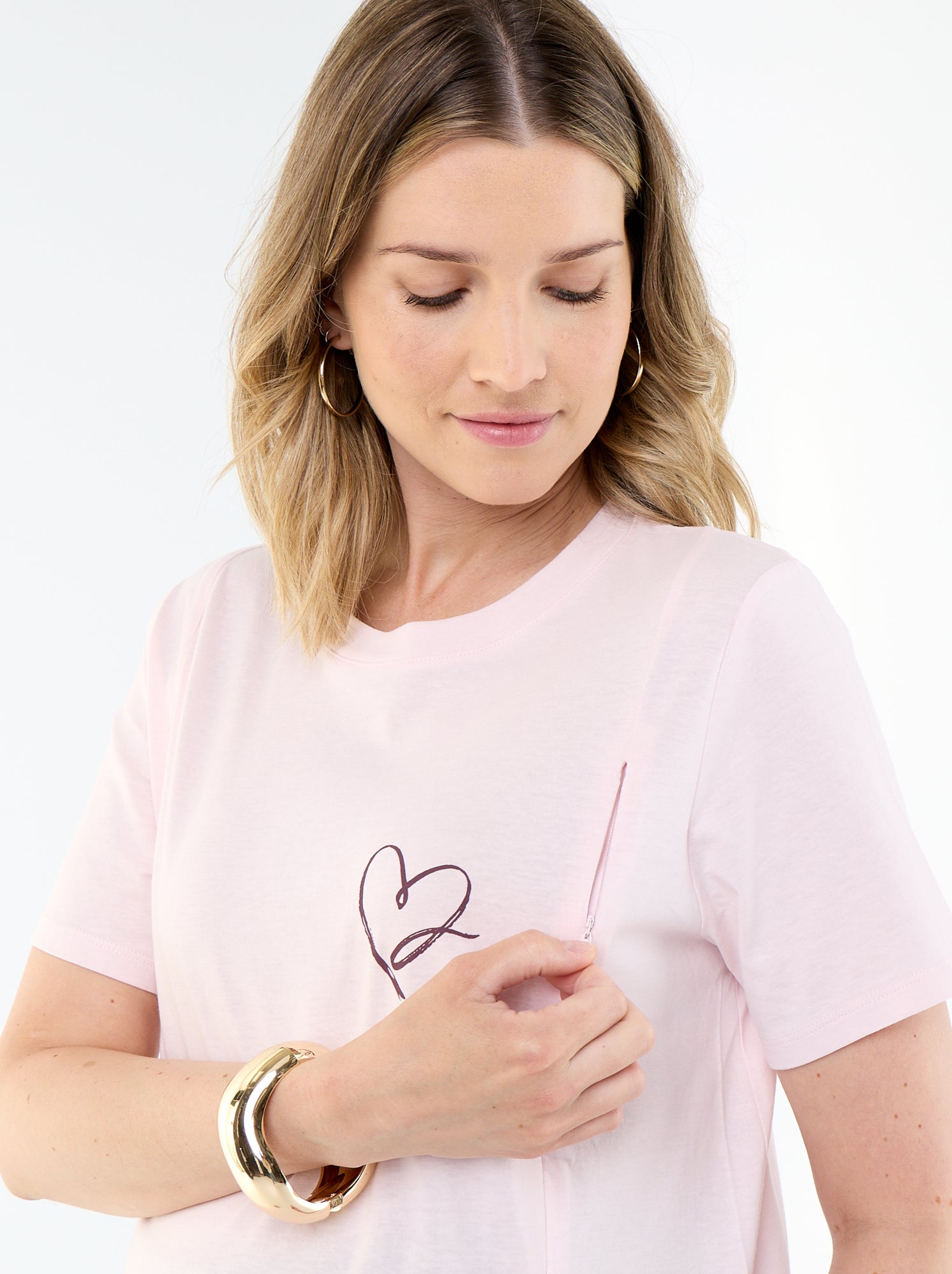 Tee-shirt d'allaitement imprimé - Rose