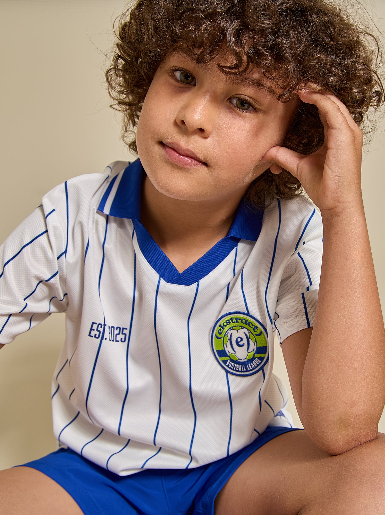 Tee-shirt de foot rayé à manches courtes (Ekstract) - Blanc