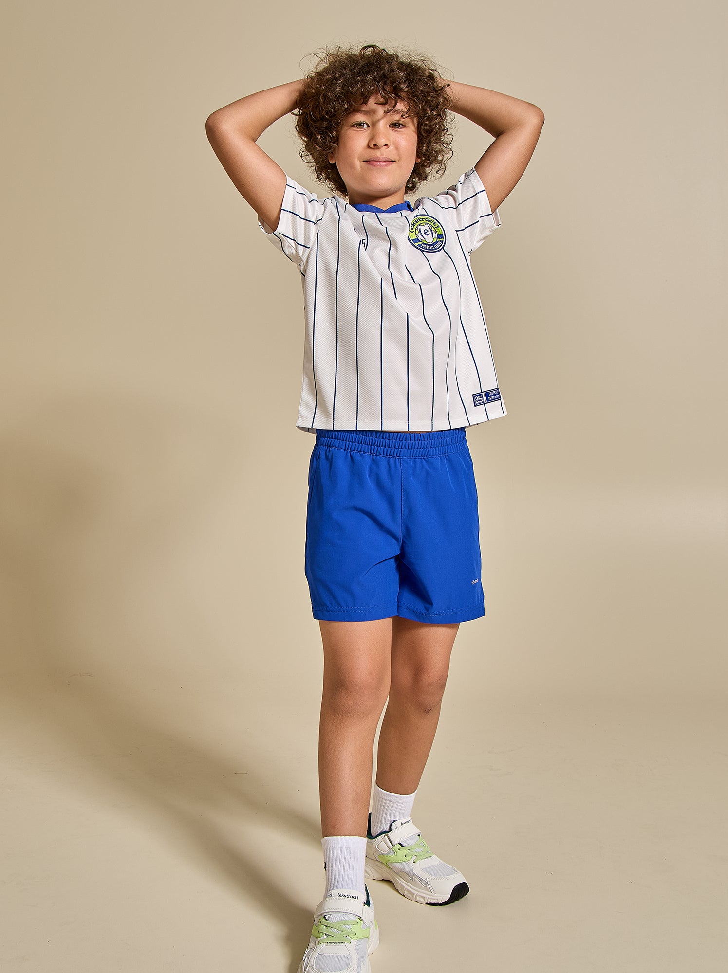 Tee-shirt de foot rayé à manches courtes (Ekstract) - Blanc