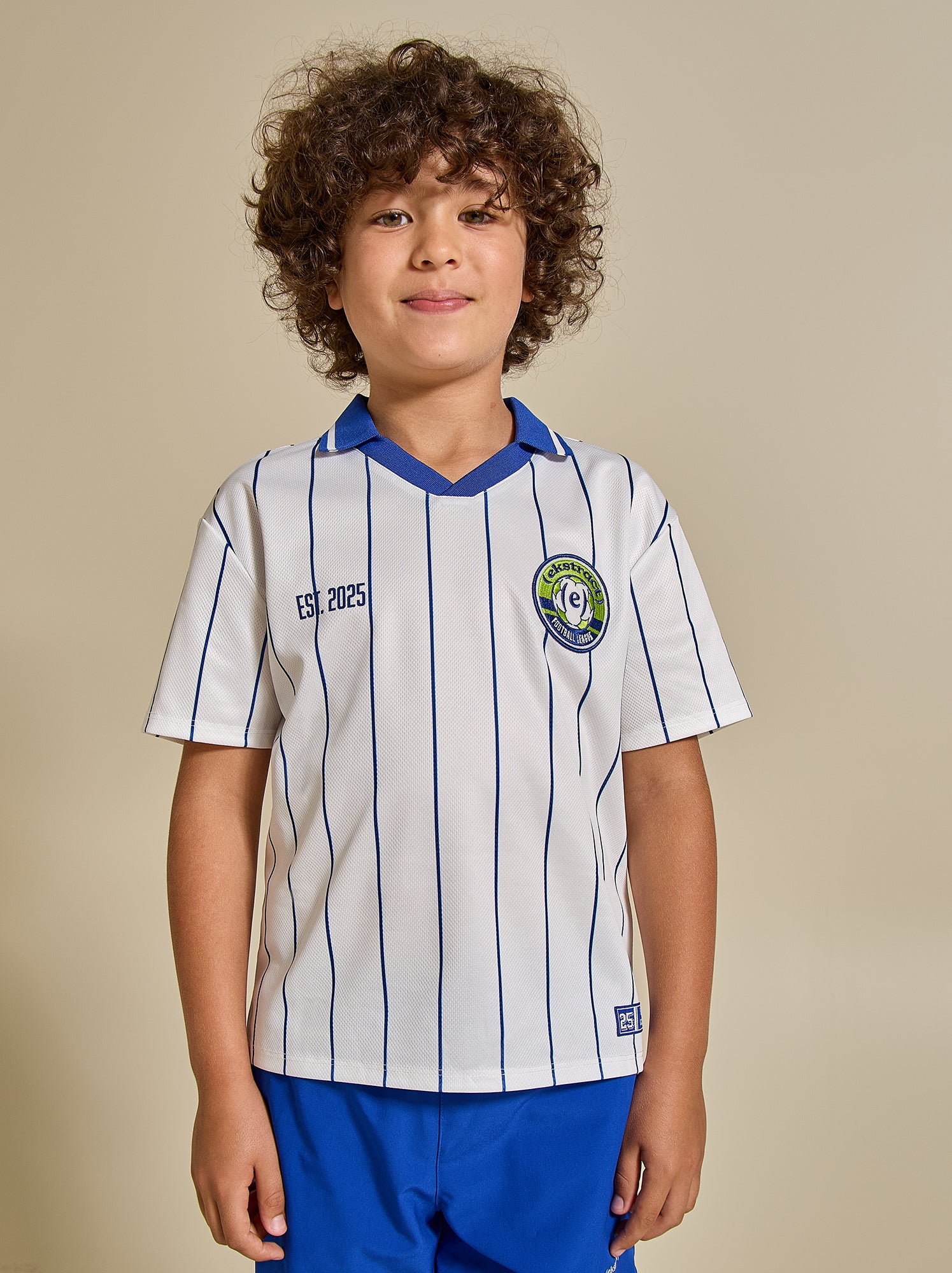 Tee-shirt de foot rayé à manches courtes (Ekstract) - Blanc