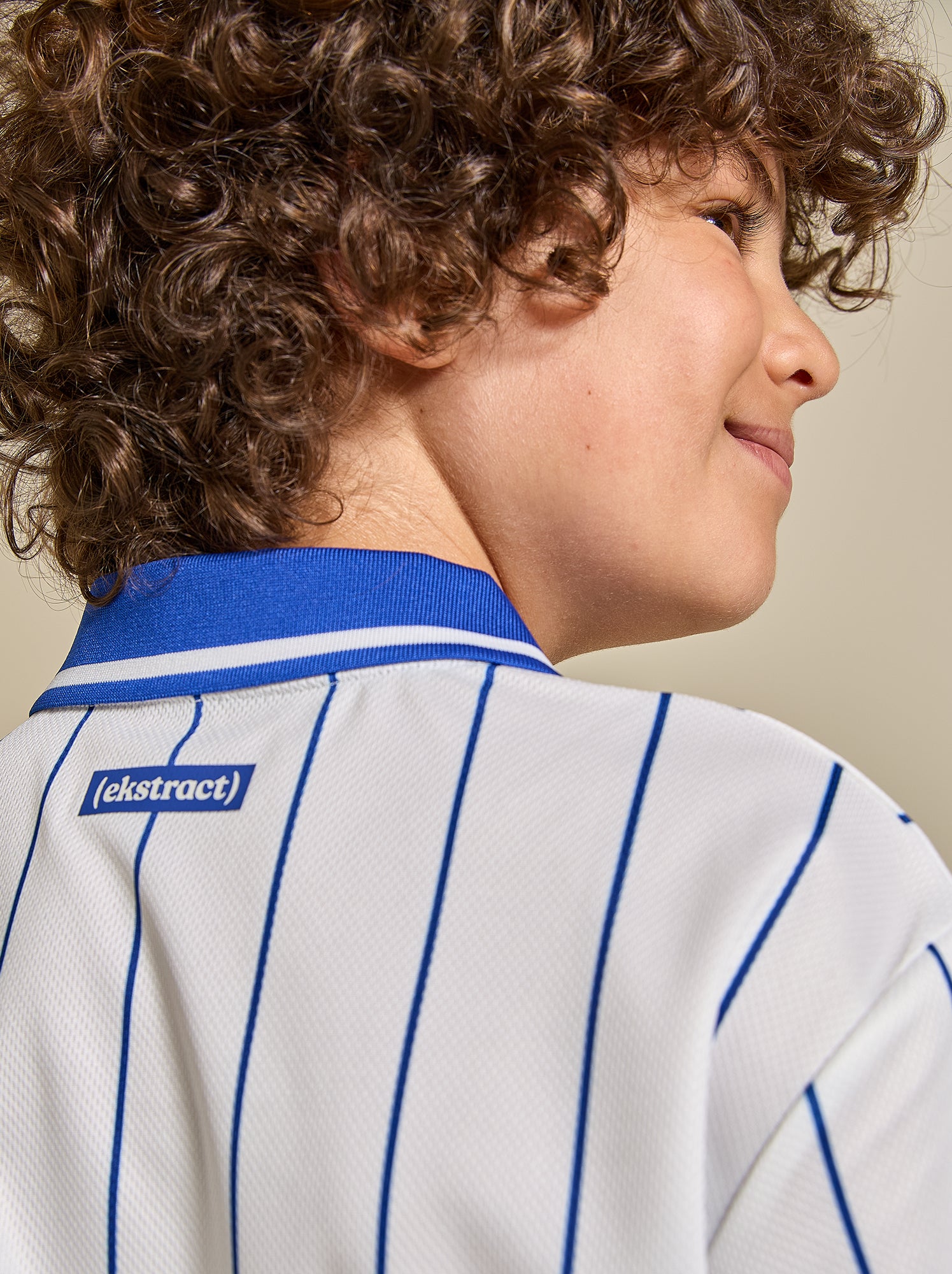 Tee-shirt de foot rayé à manches courtes (Ekstract) - Blanc