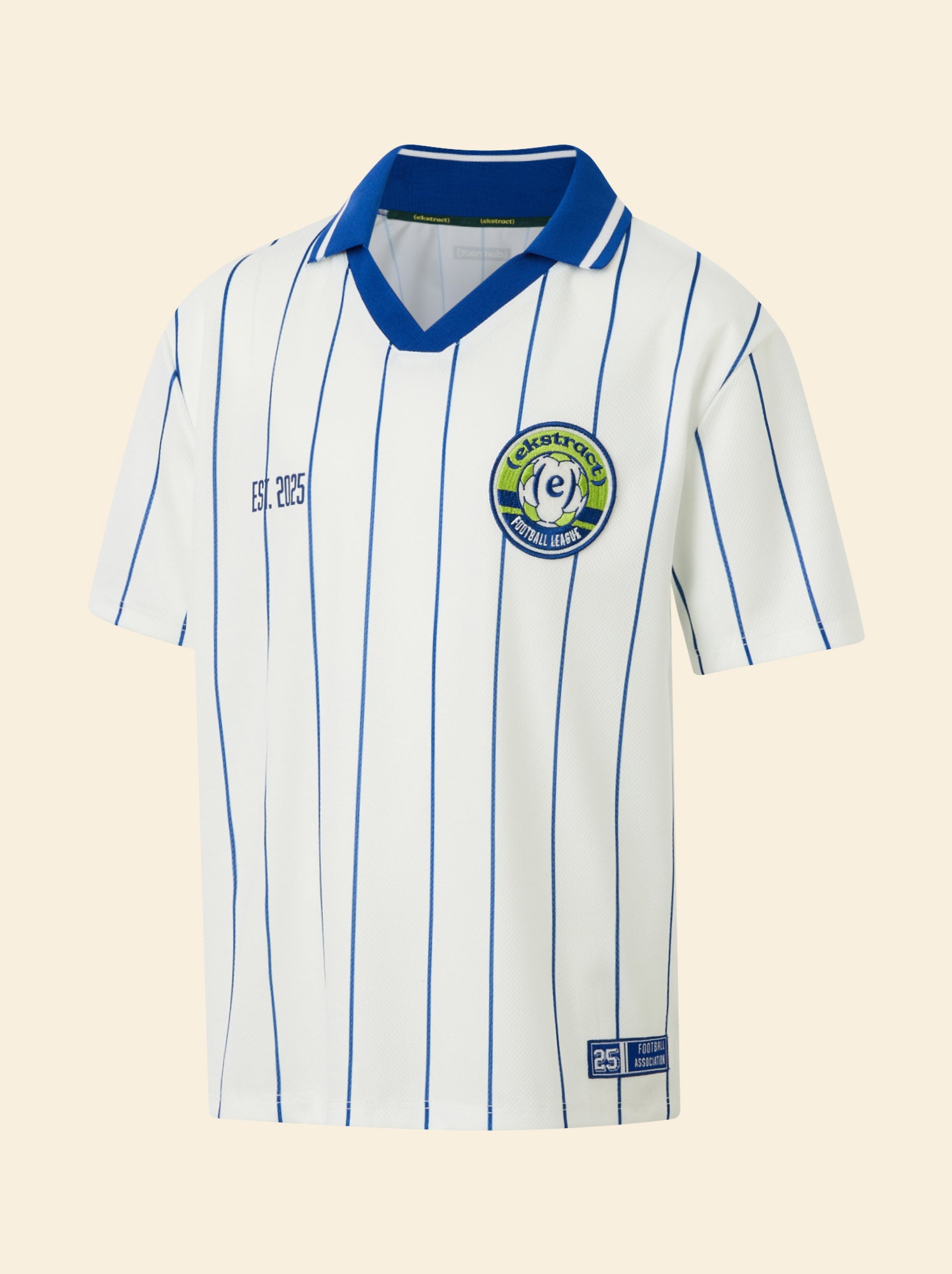Tee-shirt de foot rayé à manches courtes (Ekstract) - Blanc