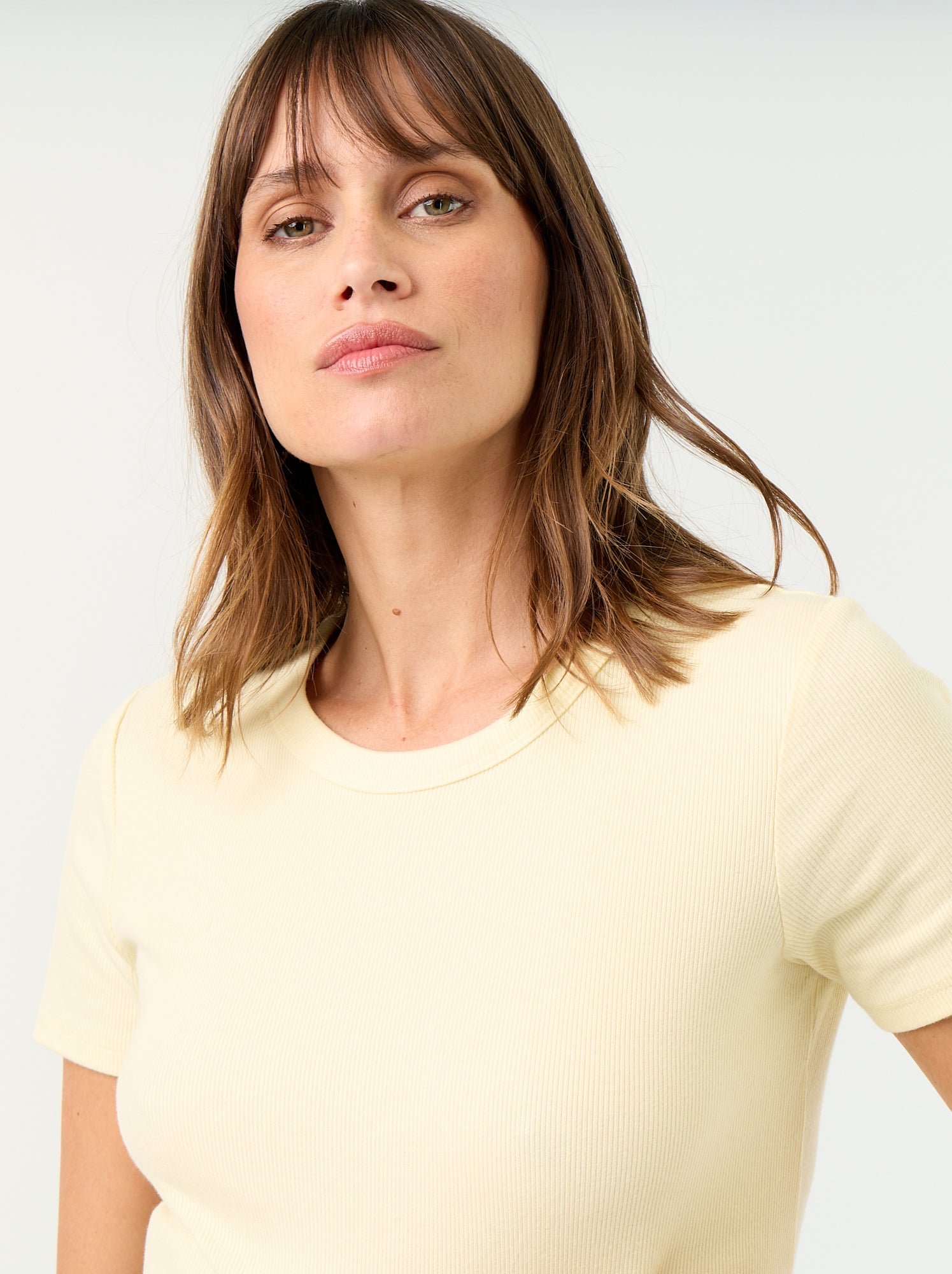 Tee-shirt de maternité côtelé - Jaune (EXK17_18)