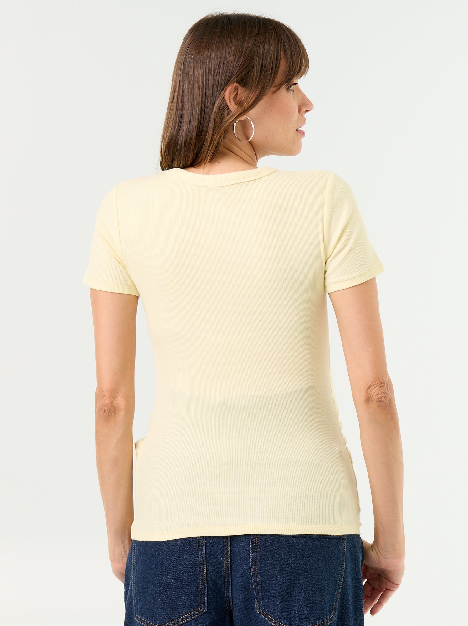 Tee-shirt de maternité côtelé - Jaune (EXK17_18)