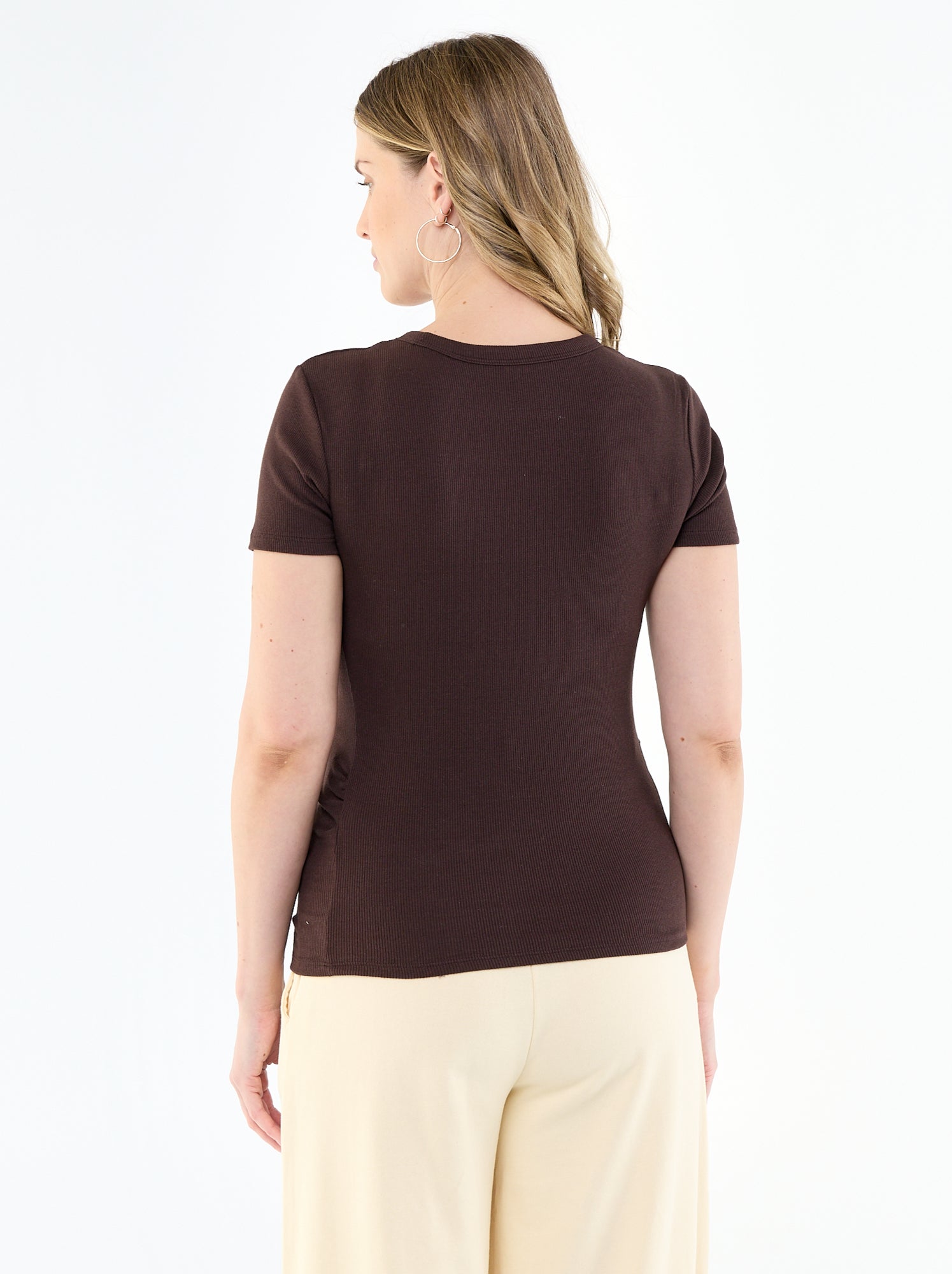 Tee-shirt de maternité côtelé - Marron