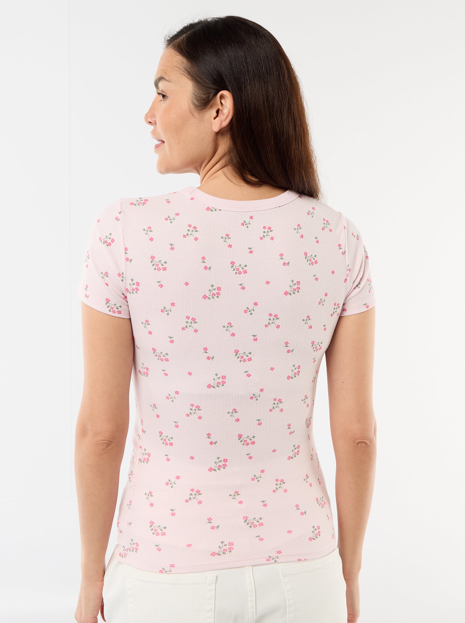 Tee-shirt de maternité côtelé - Rose