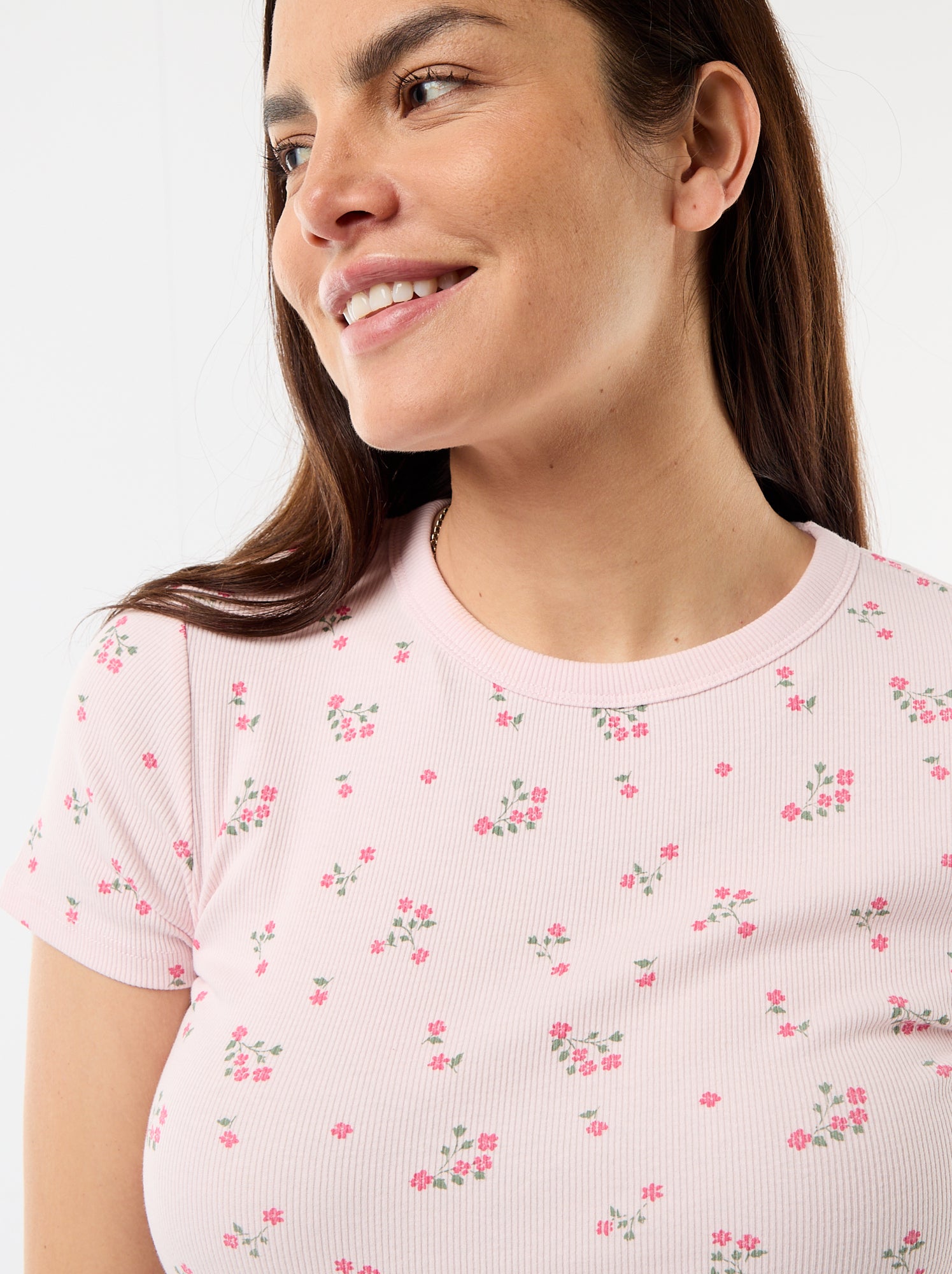 Tee-shirt de maternité côtelé - Rose