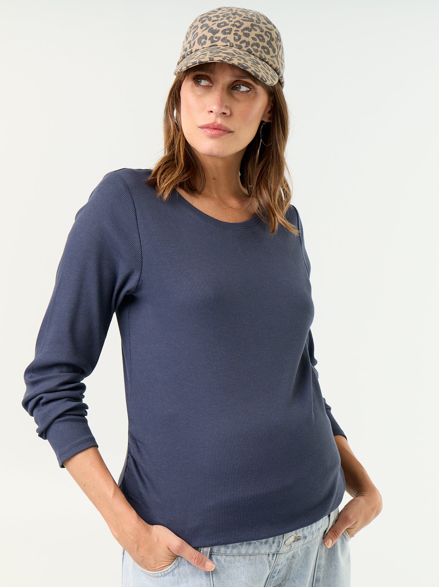 Tee-shirt de maternité en rib - Bleu