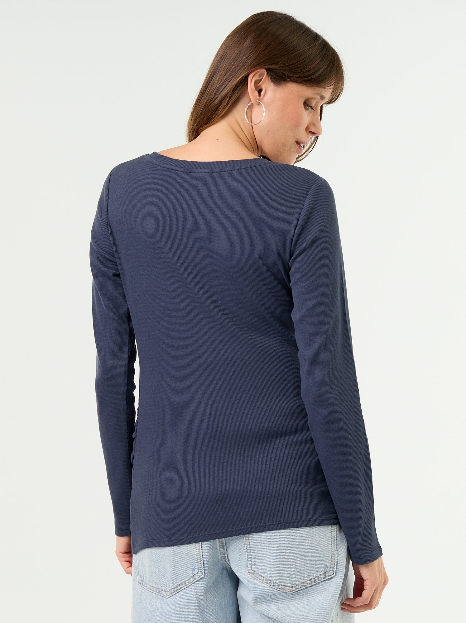 Tee-shirt de maternité en rib - Bleu