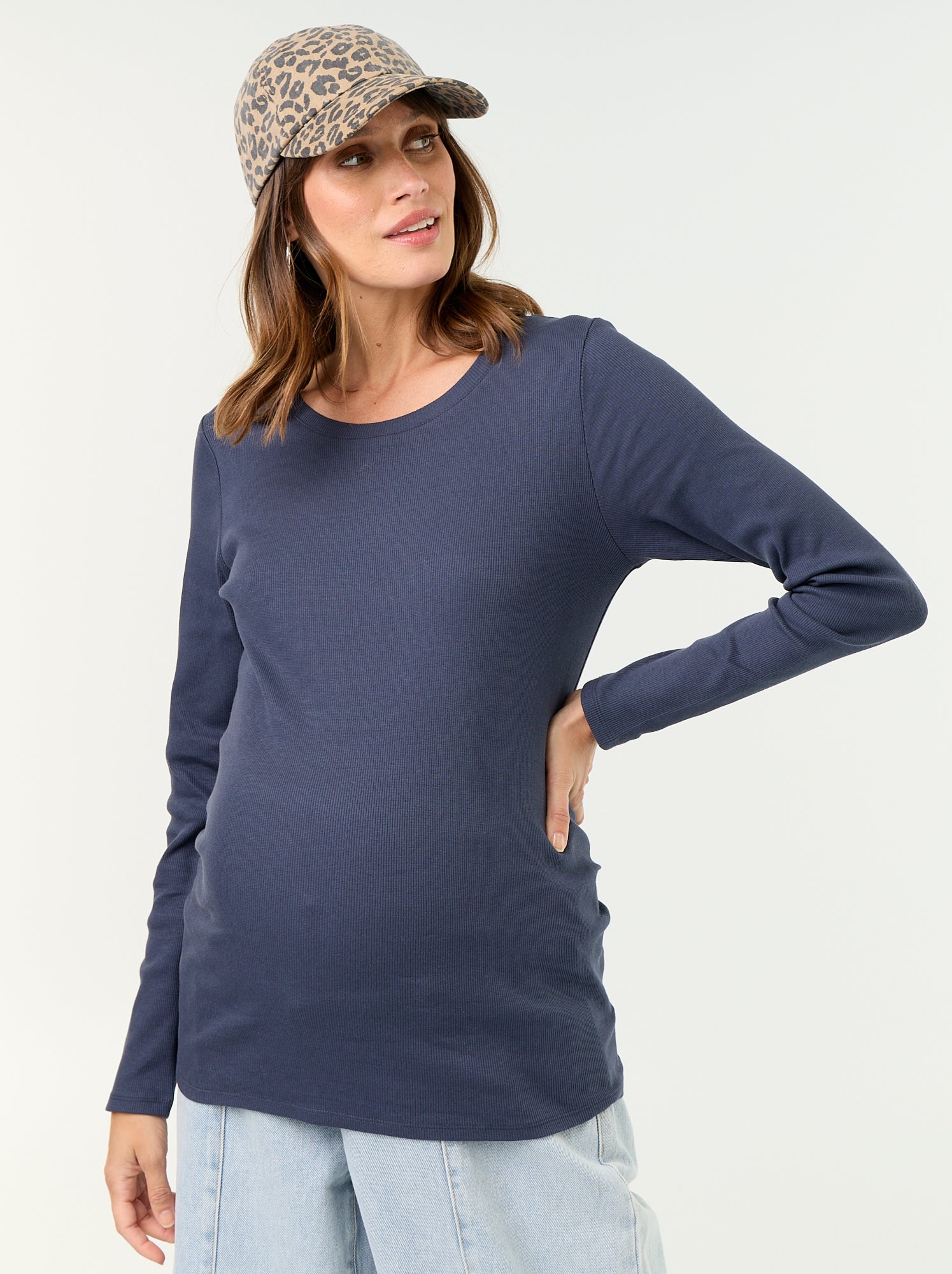 Tee-shirt de maternité en rib - Bleu