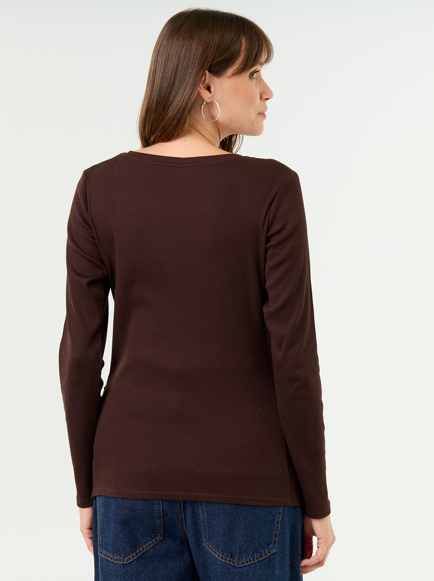 Tee-shirt de maternité en rib - Marron