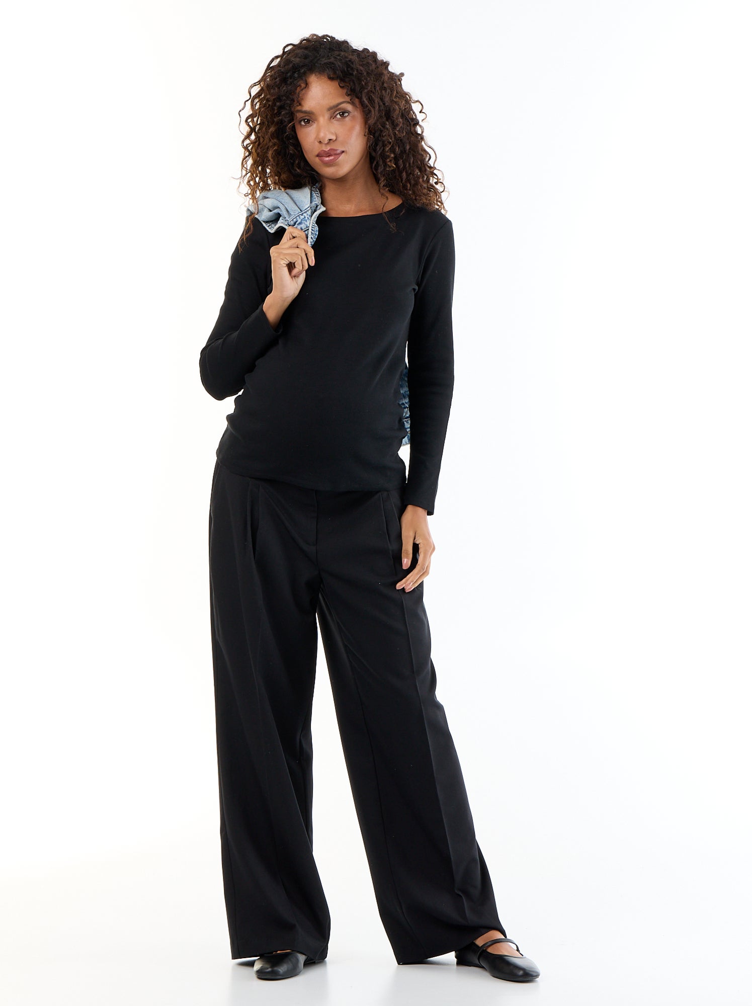 Tee-shirt de maternité en rib - Noir