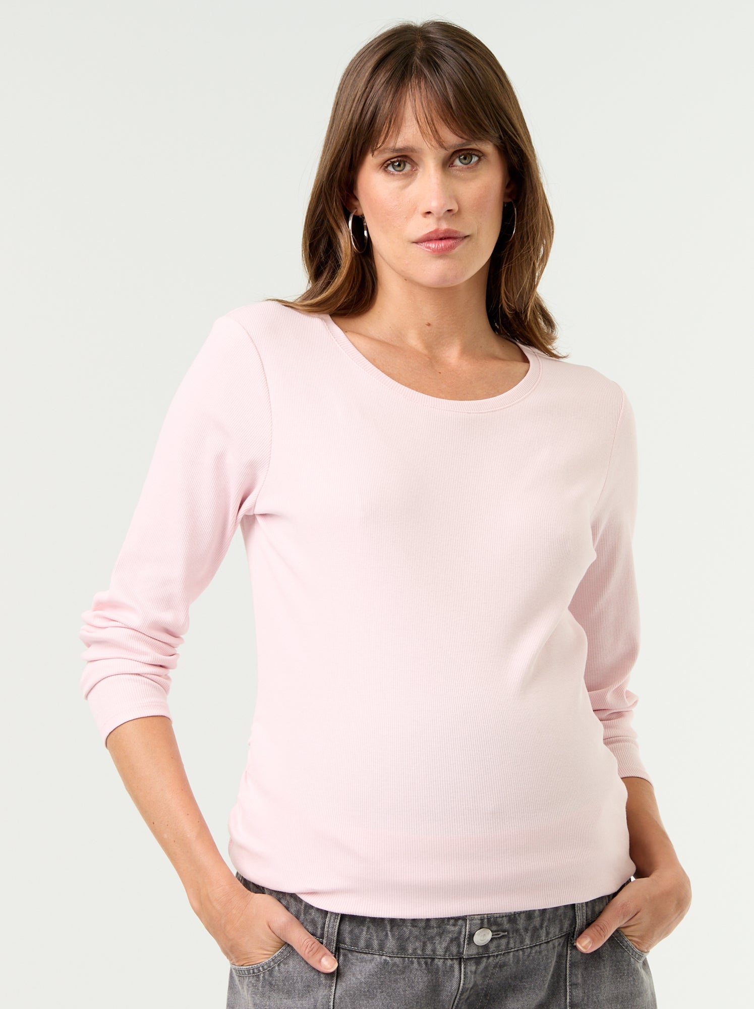 Tee-shirt de maternité en rib - Rose