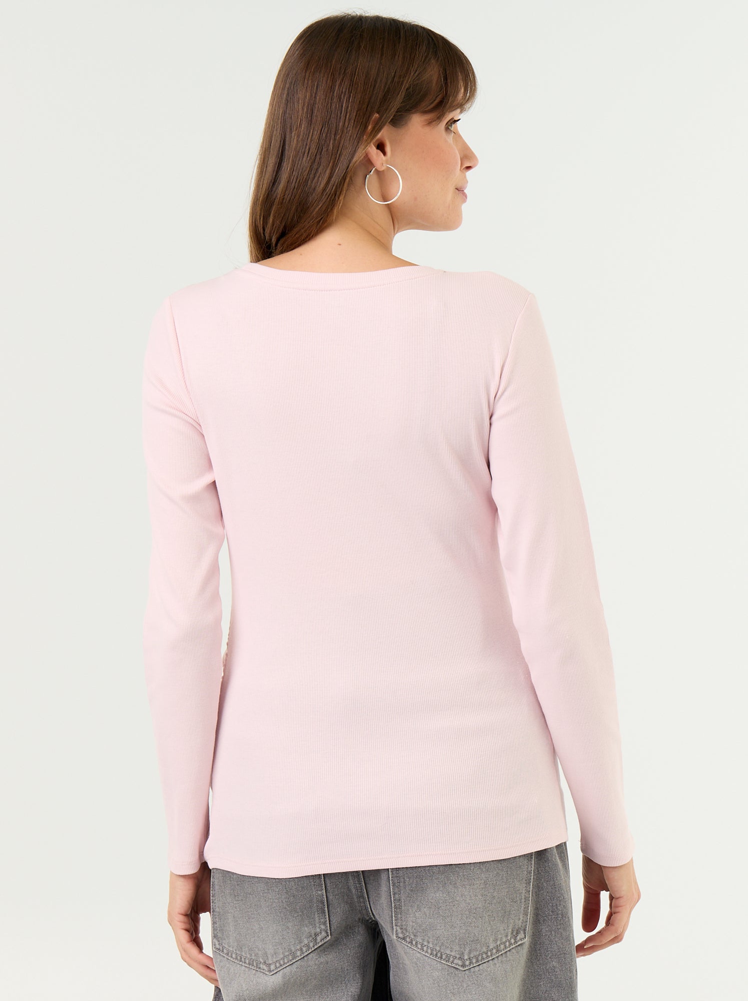 Tee-shirt de maternité en rib - Rose