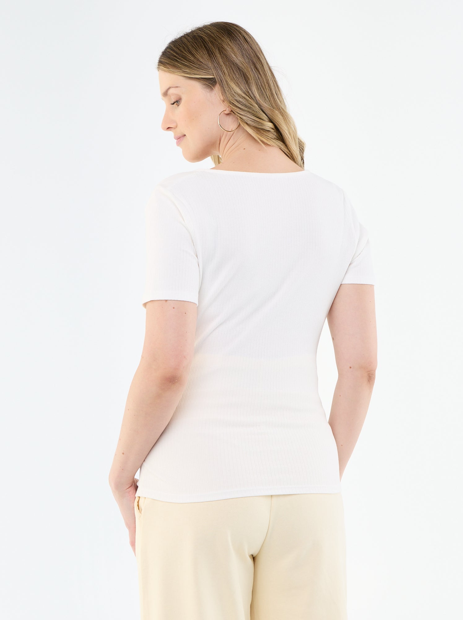 Tee-shirt de maternité encolure cache-coeur - Blanc