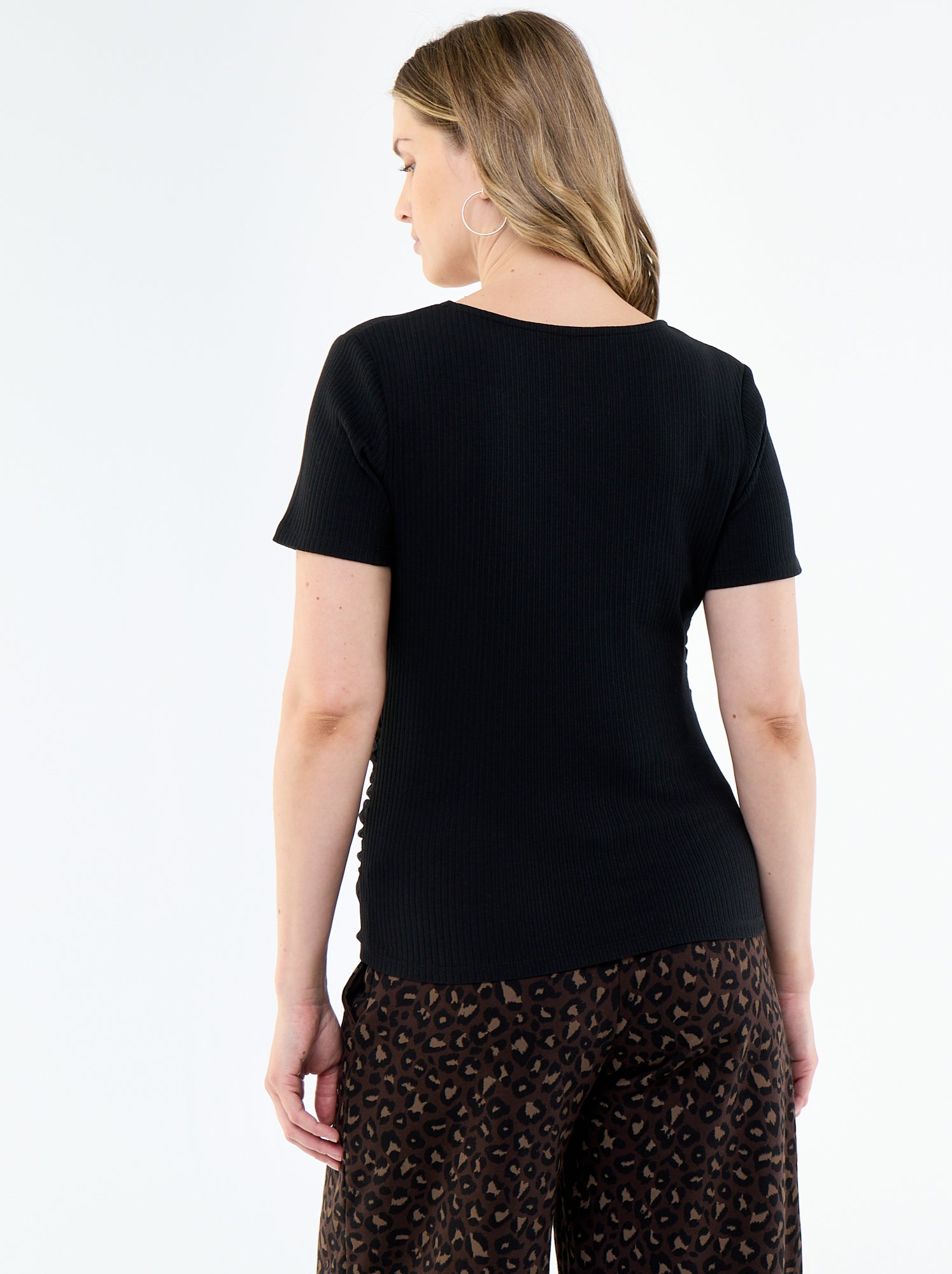 Tee-shirt de maternité encolure cache-coeur - Noir