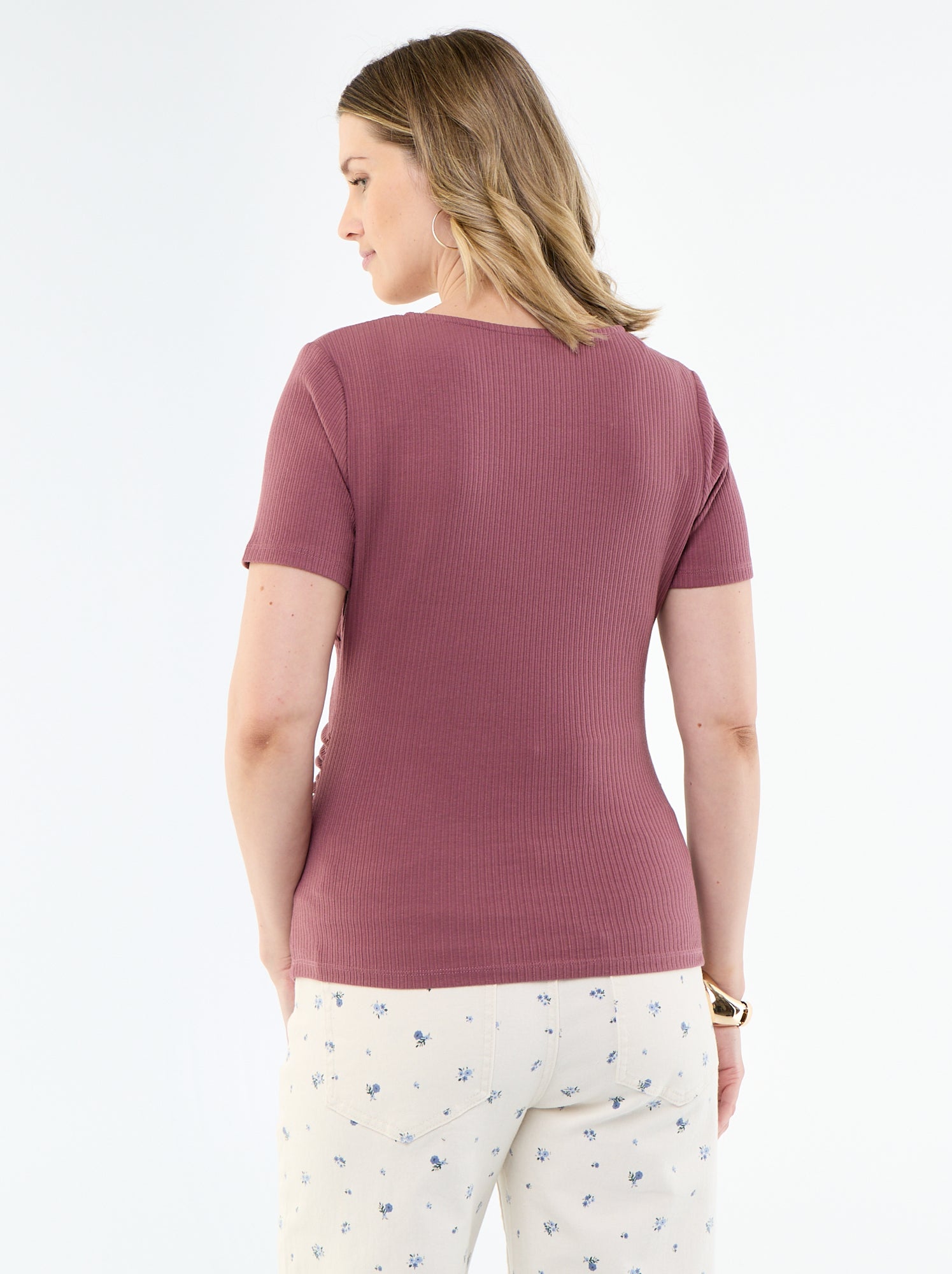 Tee-shirt de maternité encolure cache-coeur - Rose