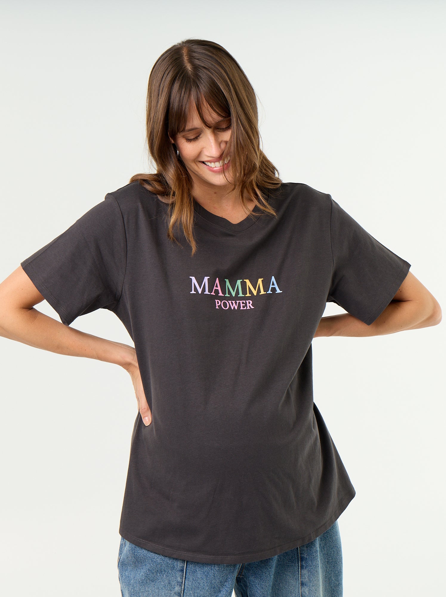 Tee-shirt de maternité imprimé - Gris