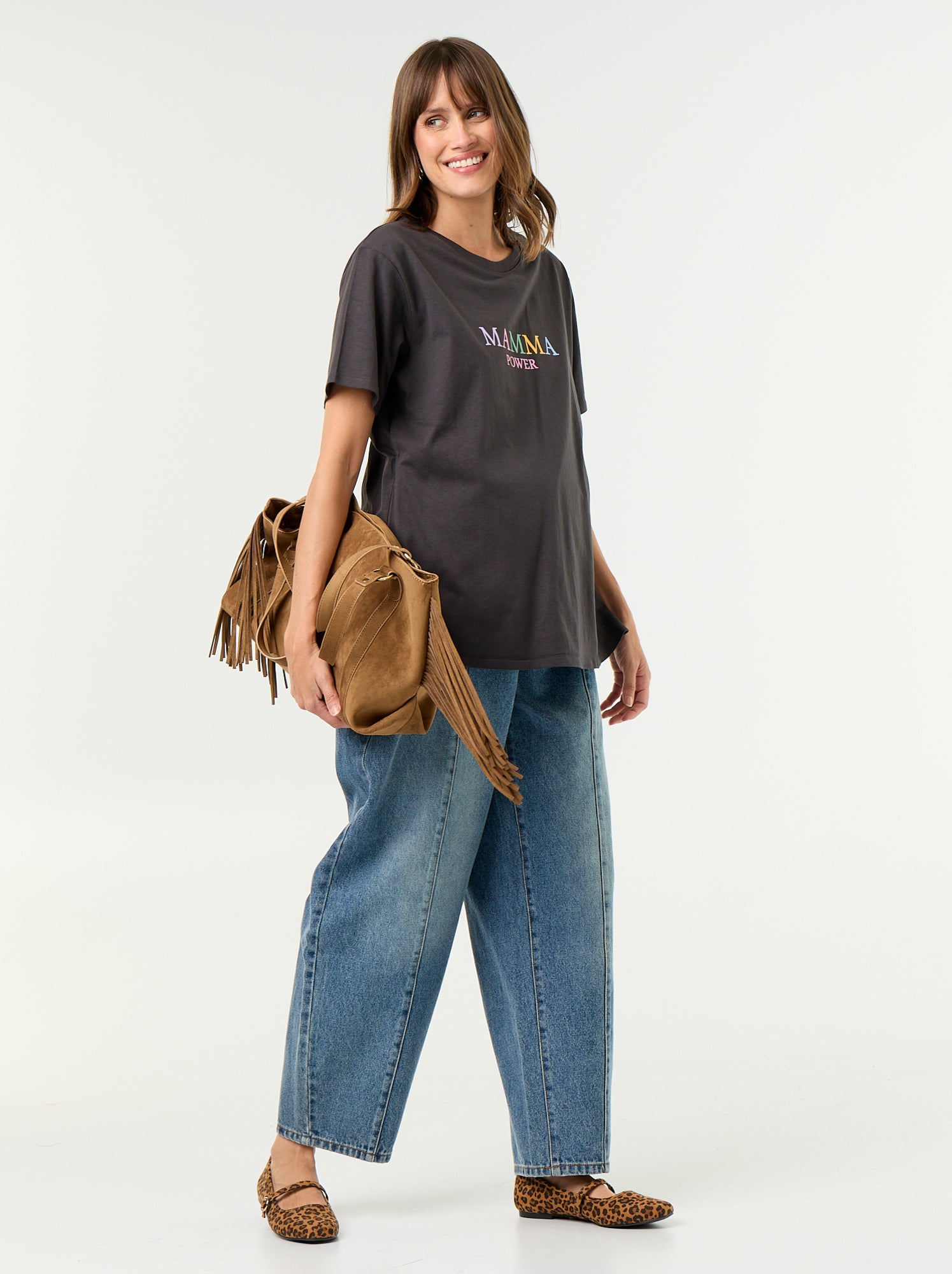 Tee-shirt de maternité imprimé - Gris