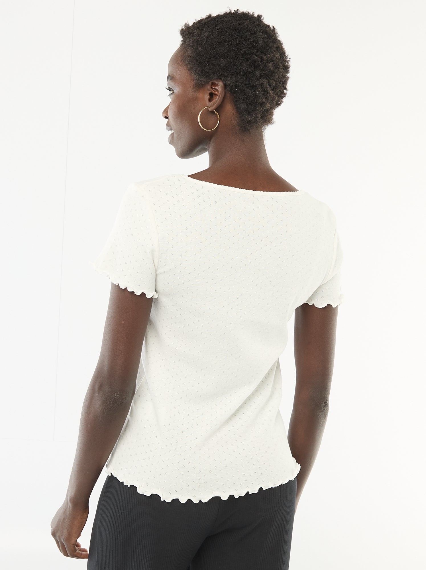Tee-shirt de pyjama en maille pointelle - Blanc