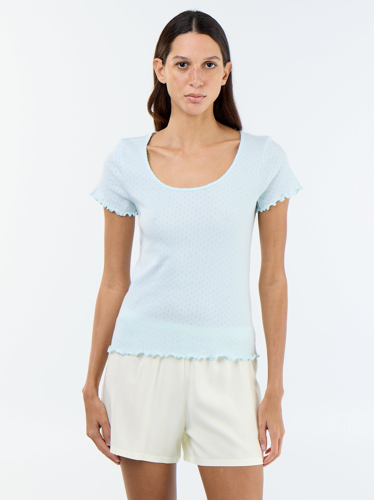 Tee-shirt de pyjama en maille pointelle - Bleu