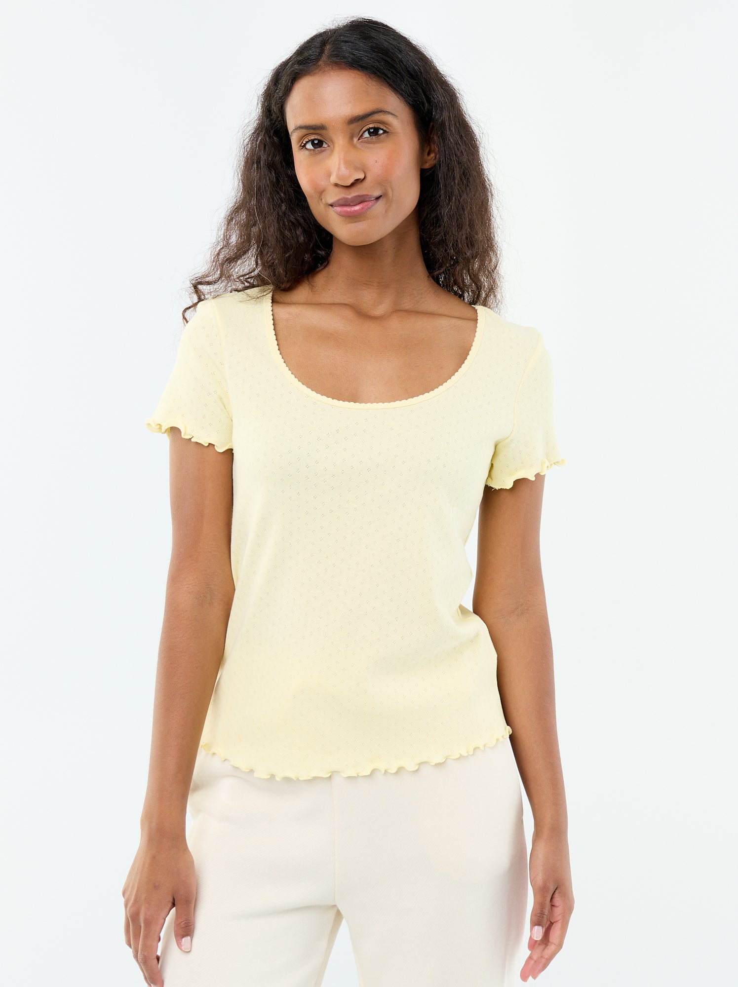 Tee-shirt de pyjama en maille pointelle - Jaune