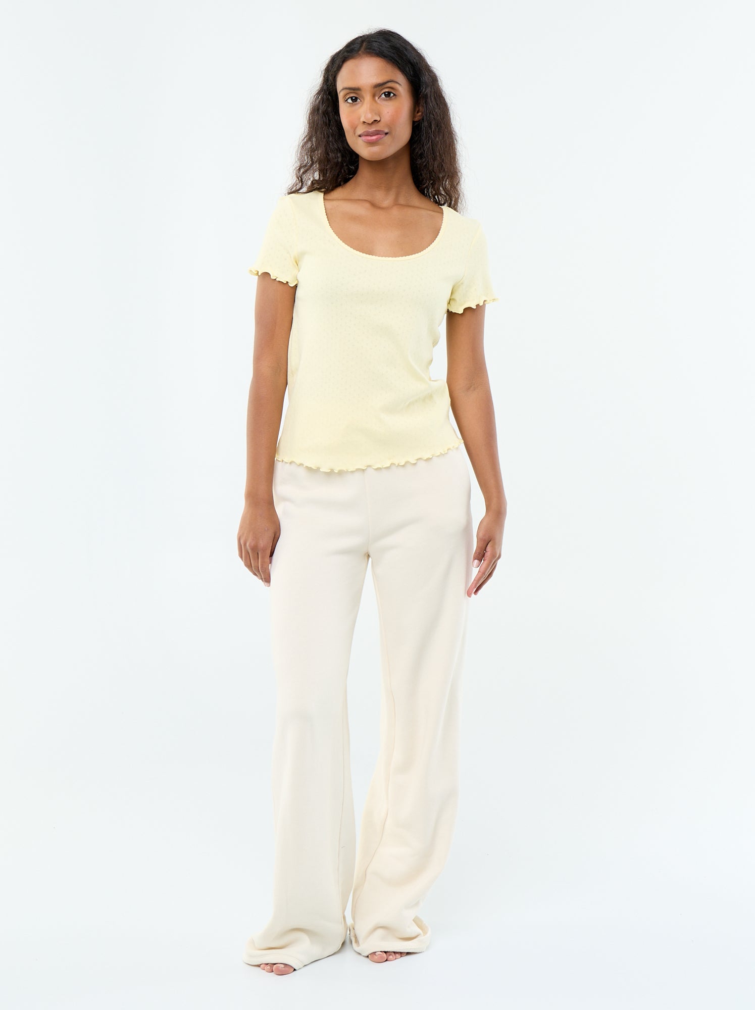 Tee-shirt de pyjama en maille pointelle - Jaune